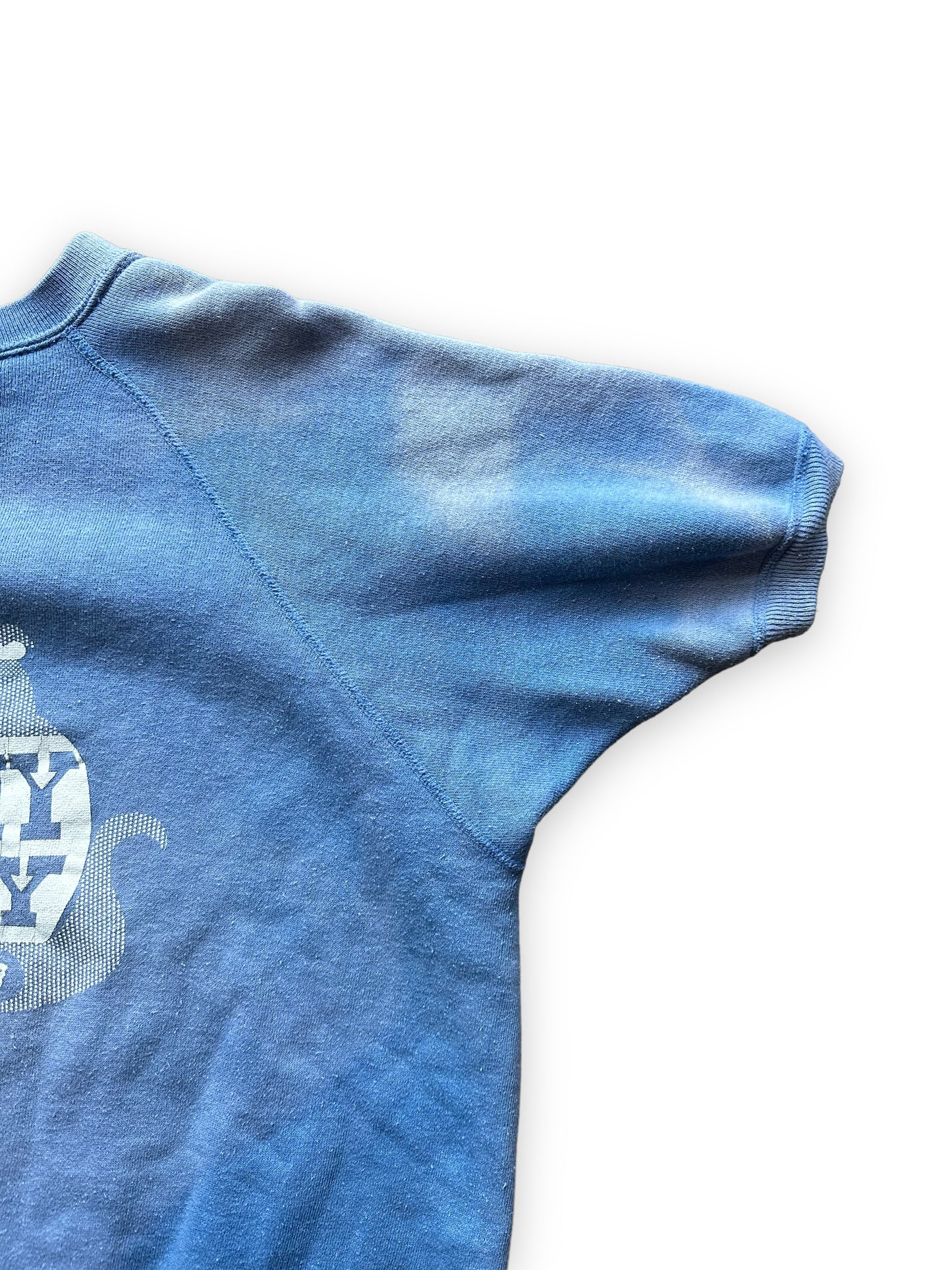 Front Left Sleeve View of Vintage Ballard Jaycees 1968 Dinghy Derby Short Sleeve Sweatshirt SZ XL | Vintage Crewneck Sweatshirt Seattle | Barn Owl Vintage Seattle