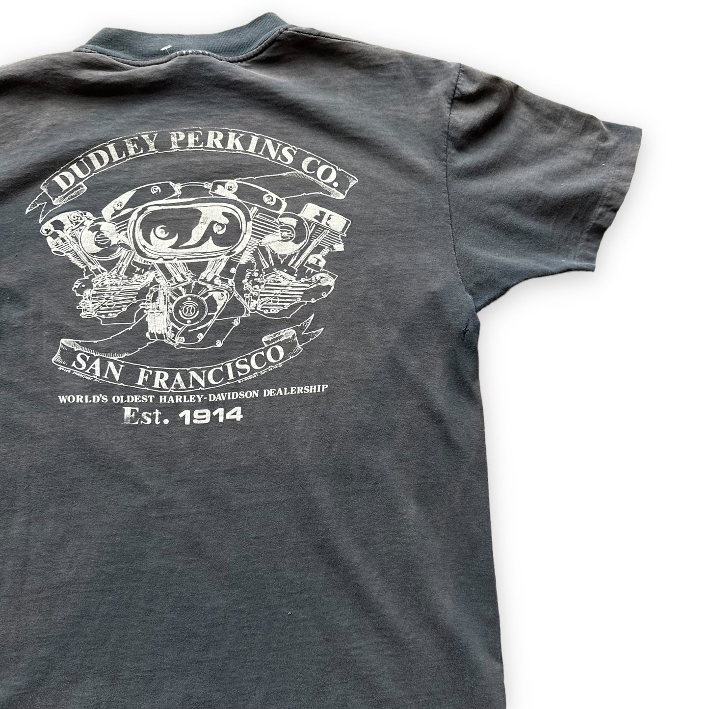 Right Rear View on Vintage 1981 Smoke Em Til The Wheels Fall Off Harley Davidson TShirt SZ L | Vintage Harley Tee | Barn Owl Vintage Seattle