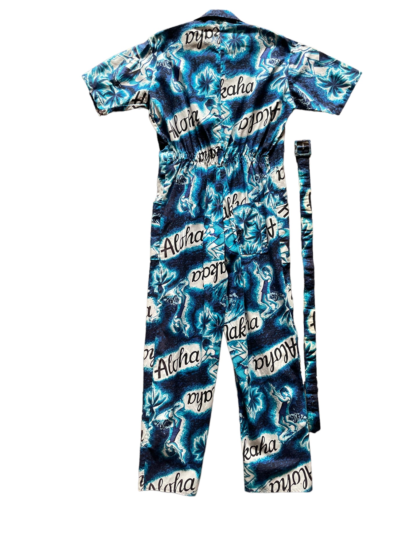 Full back view of Vintage 1950s Mr. Kailua Hawaiian Jumpsuit SZ M-L