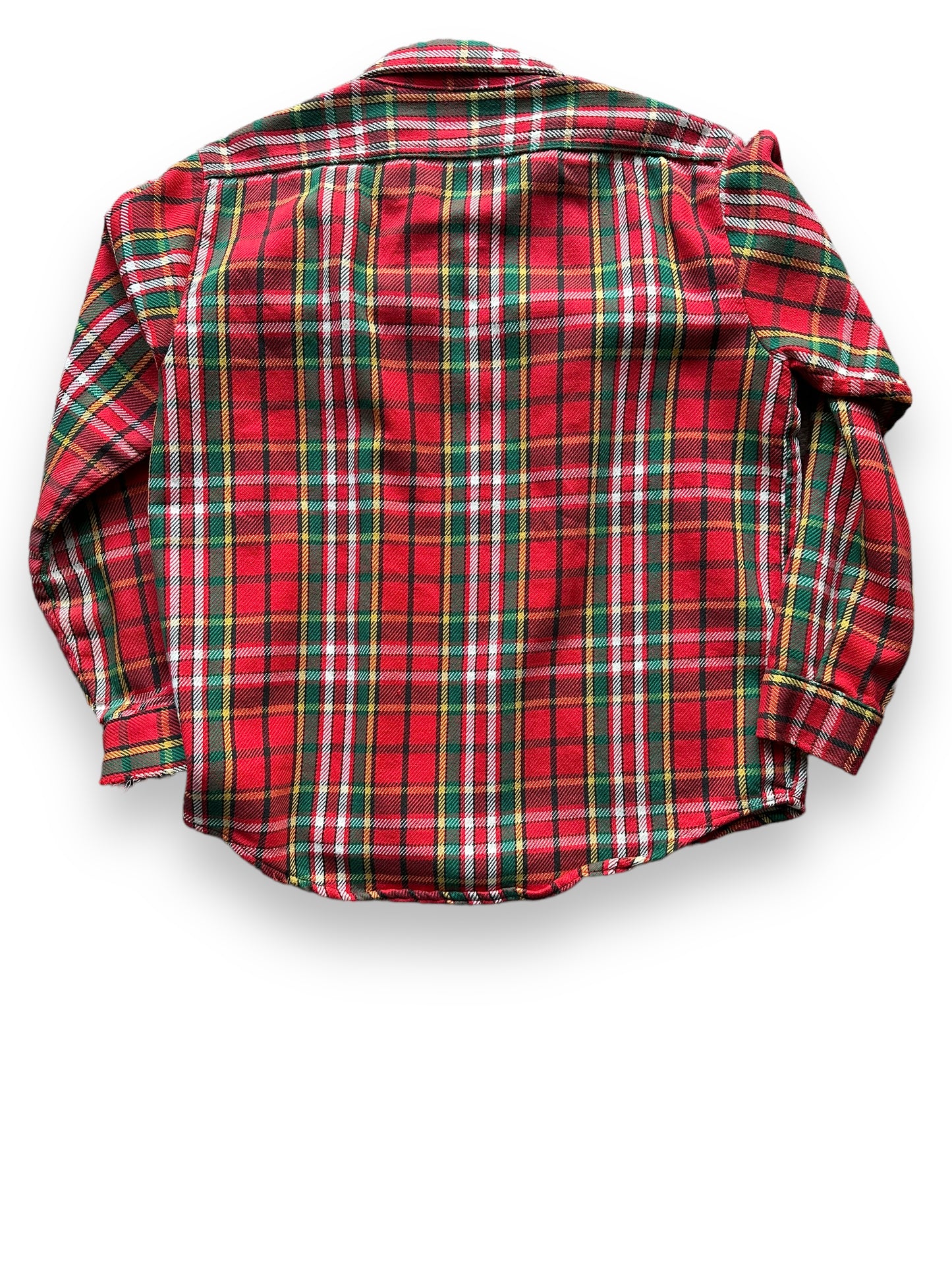 Rear View of Vintage 5 Brothers Red and Green Cotton Flannel SZ M | Vintage Cotton Flannel Seattle | Barn Owl Vintage Seattle