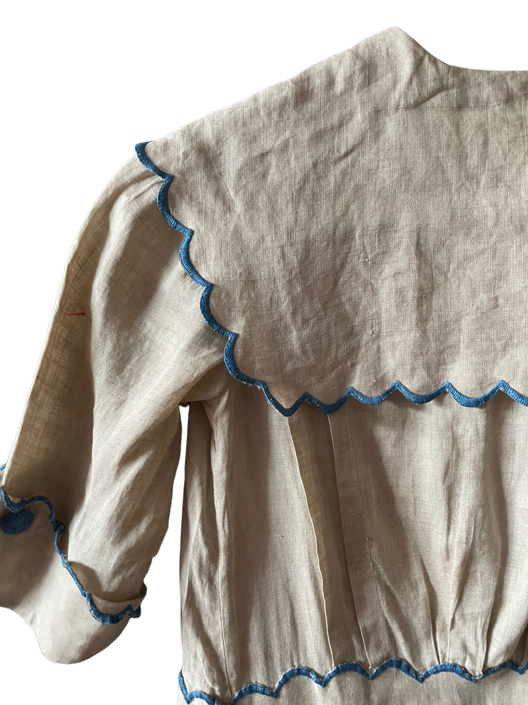 Back left shoulder view Antique Early 1900s Linen Dress SZ XS