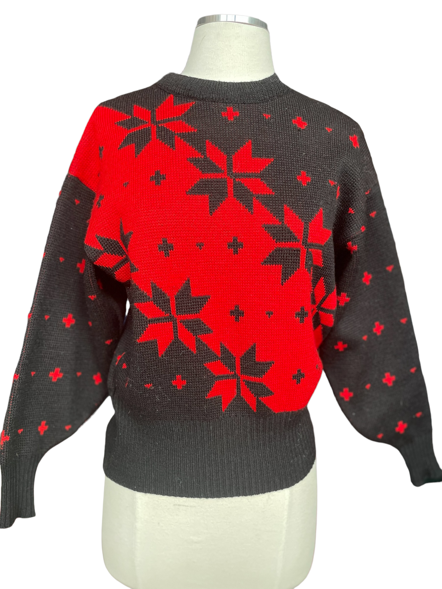 Front View of Vintage 1980s Demetre Wool Ski Sweater | Barn Owl Vintage | Seattle Vintage Sweaters
