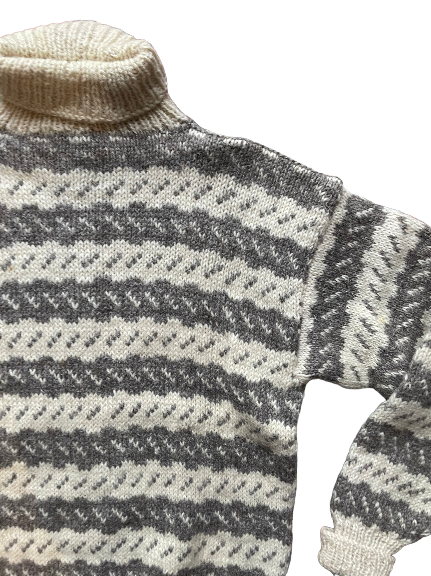 Vintage Wool Sweater Made in Denmark | Barn Owl Seattle | Seattle Vintage Sweaters Left front shoulder view.