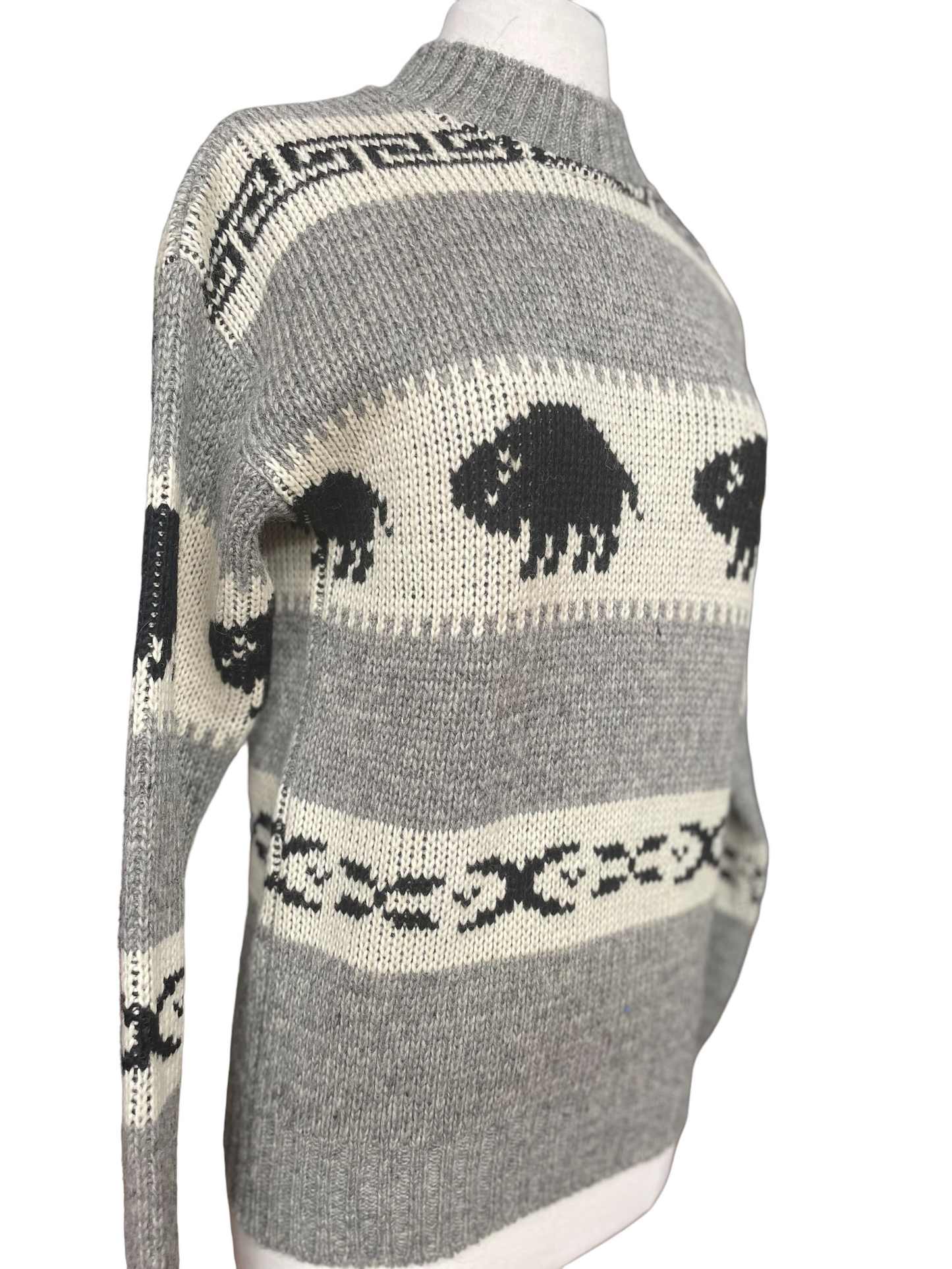 Vintage Brown Bison Wool Sweater Right side full front view.