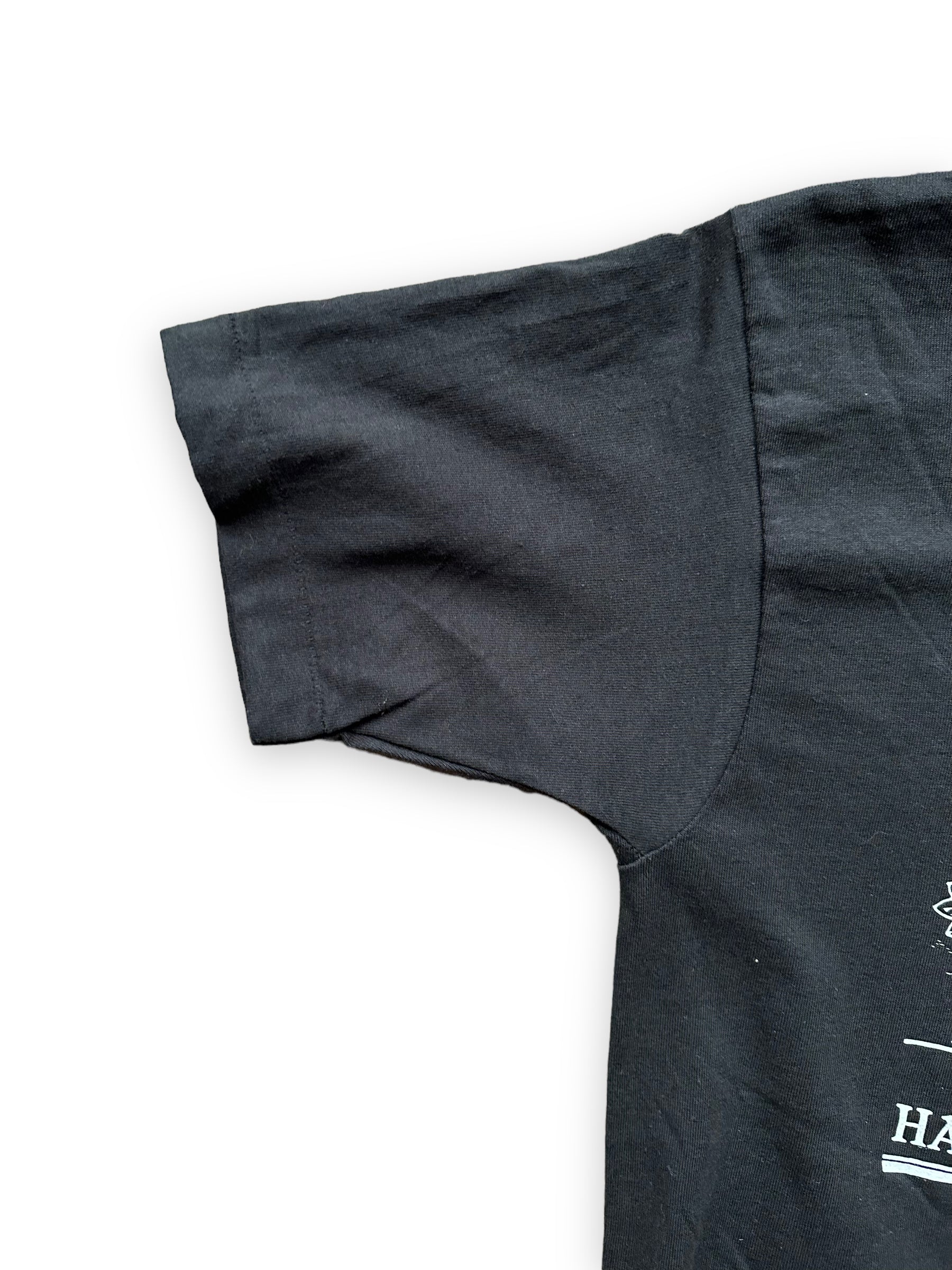 Black Single Stitch Sleeve on Vintage Black Zig-Zag Hand-Rolling Tobacco Tee SZ S | Seattle Vintage Weed Tees | Barn Owl Seattle