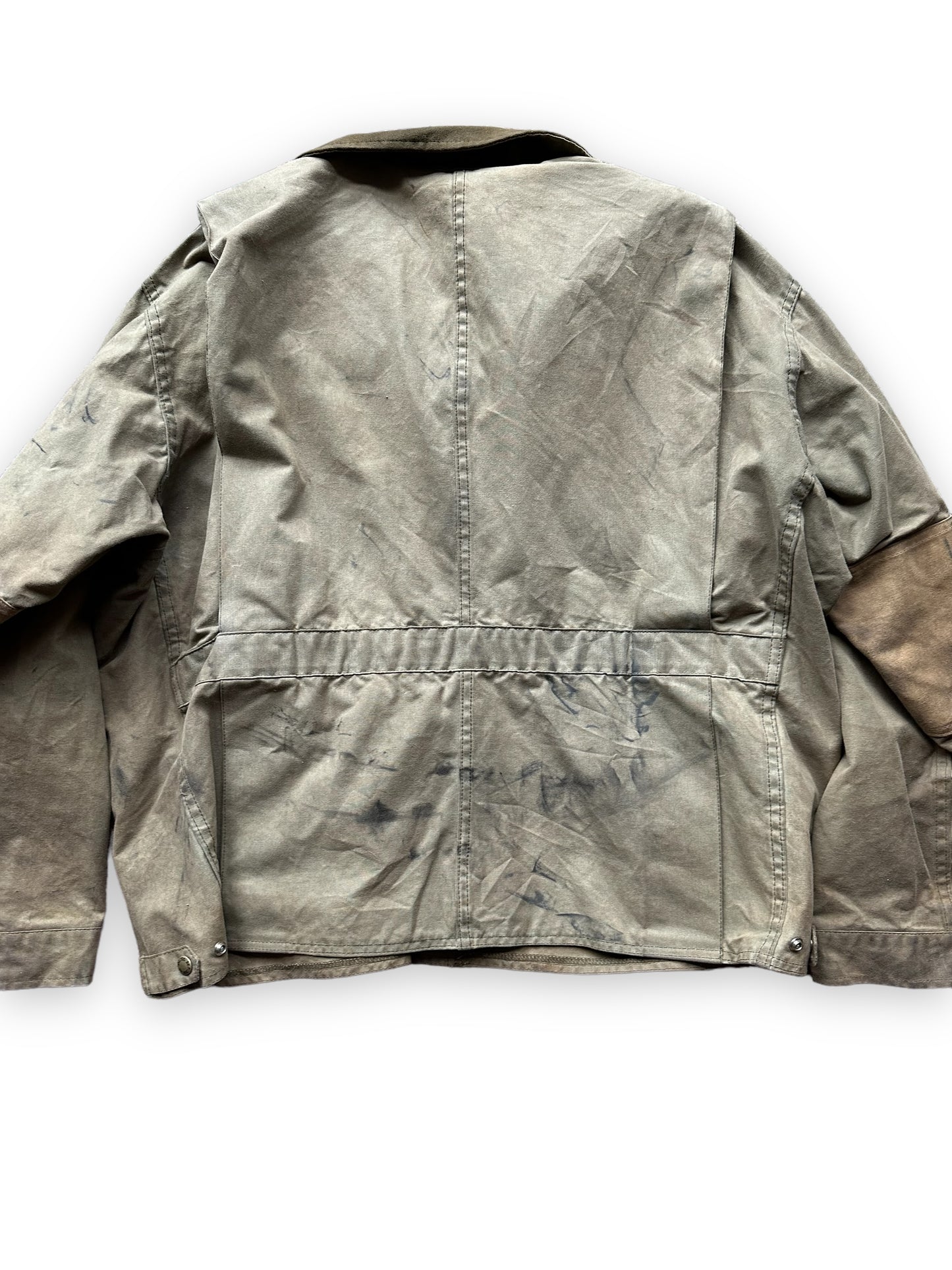 Rear View Detail on Filson Tin Cloth Shooting Jacket Style 420 SZ XXL |  Barn Owl Vintage Goods | Vintage Workwear Seattle