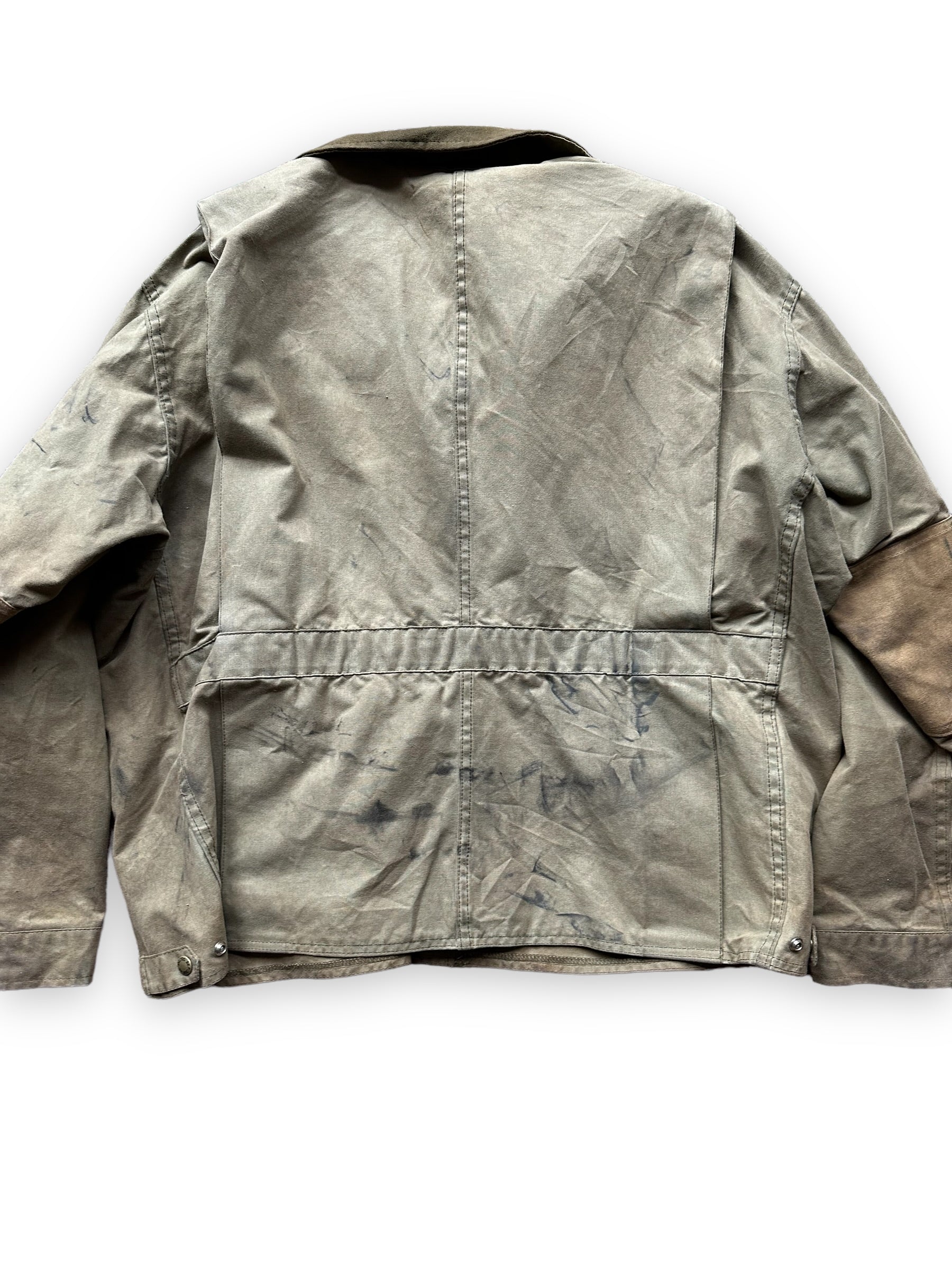 Rear View Detail on Filson Tin Cloth Shooting Jacket Style 420 SZ XXL |  Barn Owl Vintage Goods | Vintage Workwear Seattle