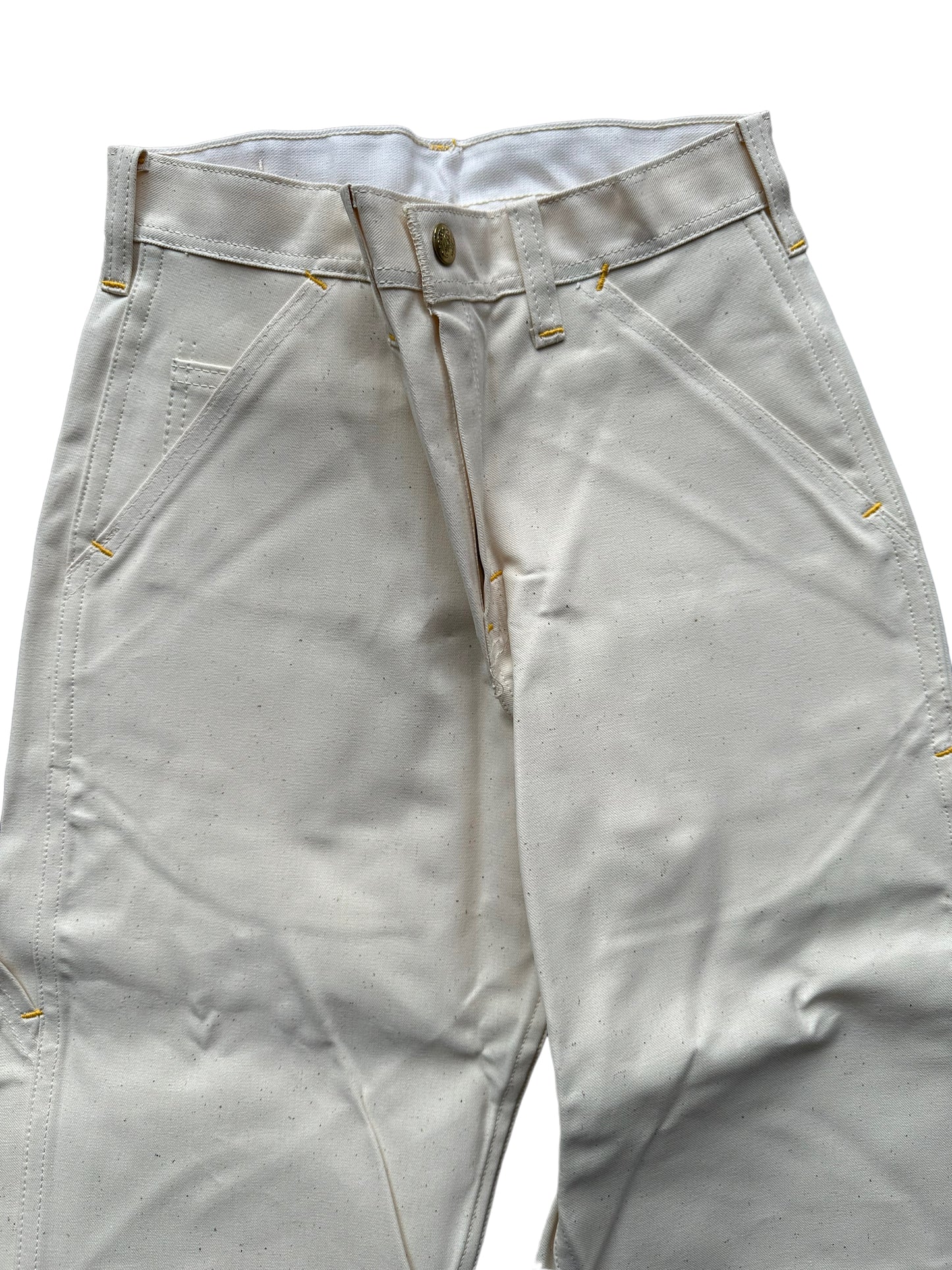 Upper Front View of NOS Vintage Carter's Ecru Painters Pants W26 L32 | Vintage Workwear Seattle | Barn Owl Vintage Clothing