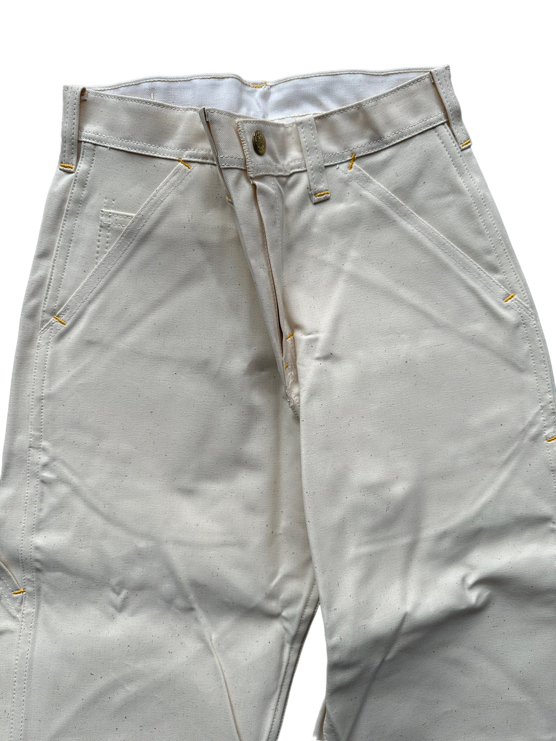 Upper Front View of NOS Vintage Carter's Ecru Painters Pants W26 L32 | Vintage Workwear Seattle | Barn Owl Vintage Clothing