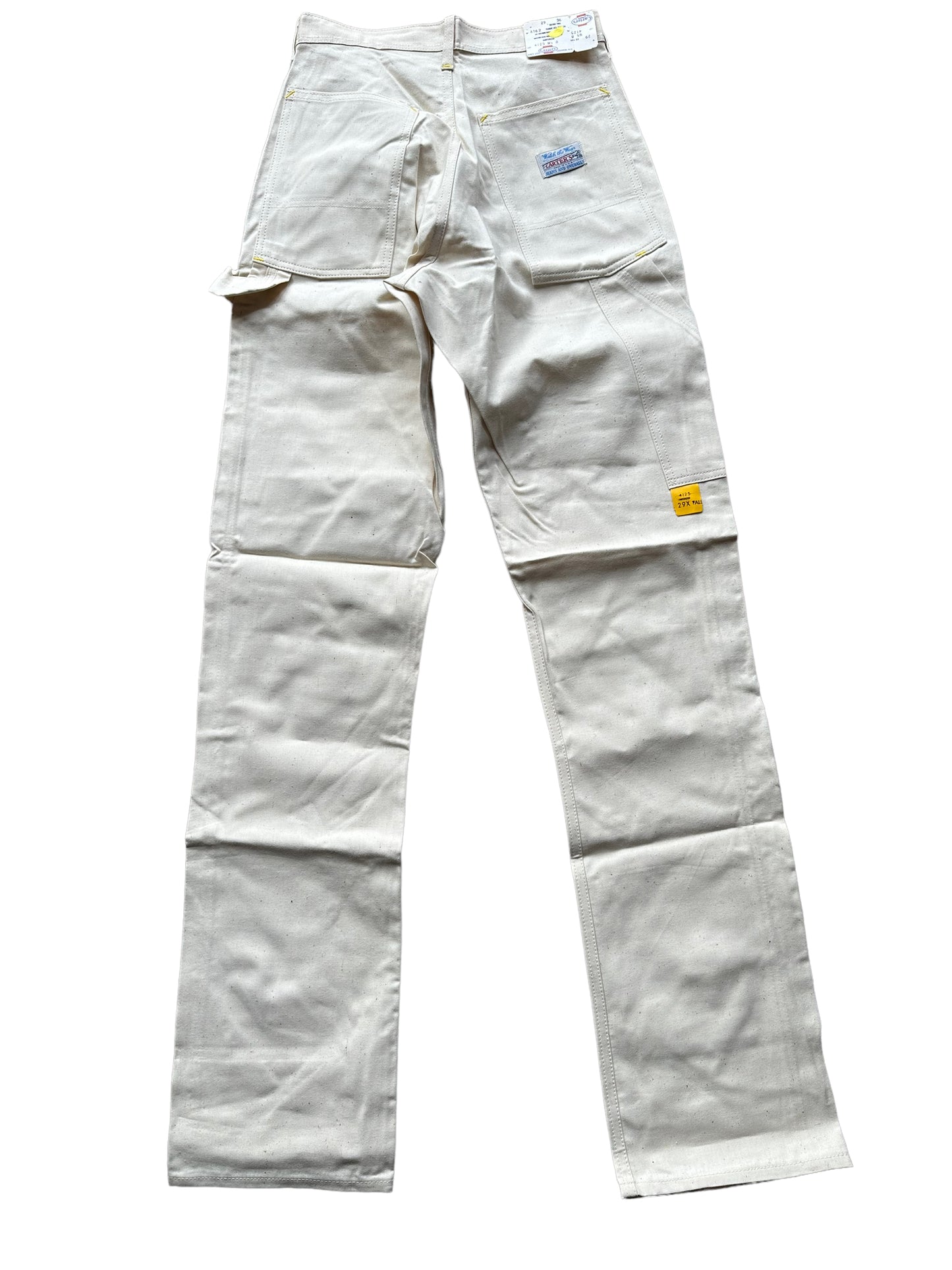 Rear View of NOS Vintage Carter's Ecru Painters Pants W29 L36