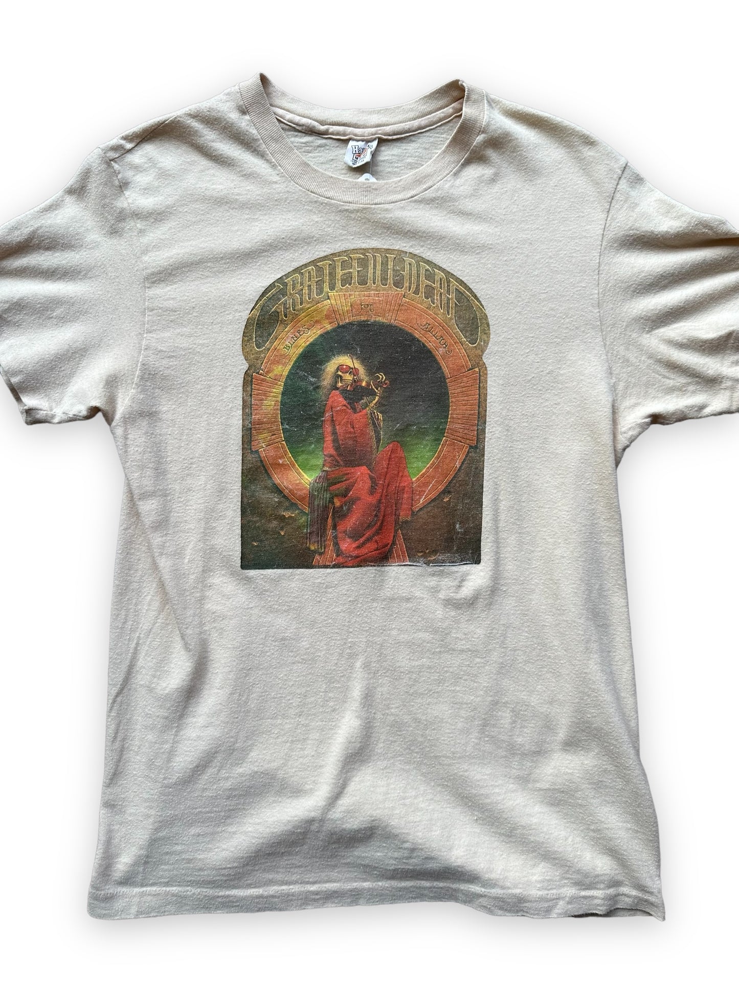 Detail VIew of Vintage Grateful Dead Blues for Allah Cleveland 8-26-80 Tour Tee SZ M | Vintage Grateful Dead Tee Seattle | Barn Owl Vintage