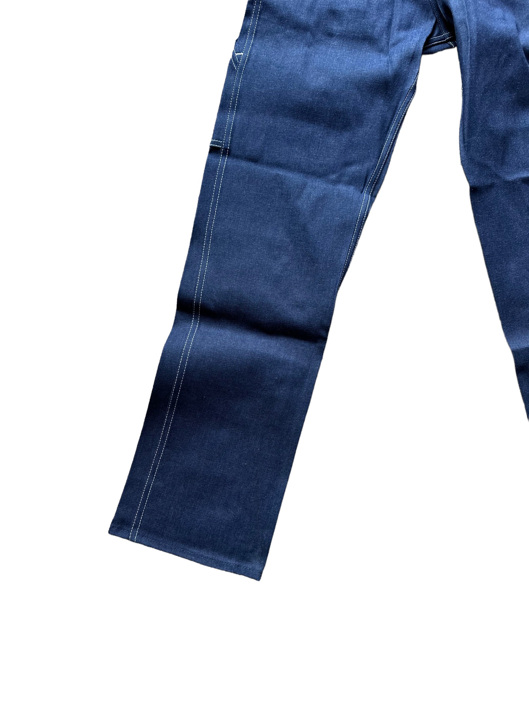 Front Right Leg View on NOS Vintage Carter's Carpenter Jeans W28 L32 | Barn Owl Vintage Workwear Seattle