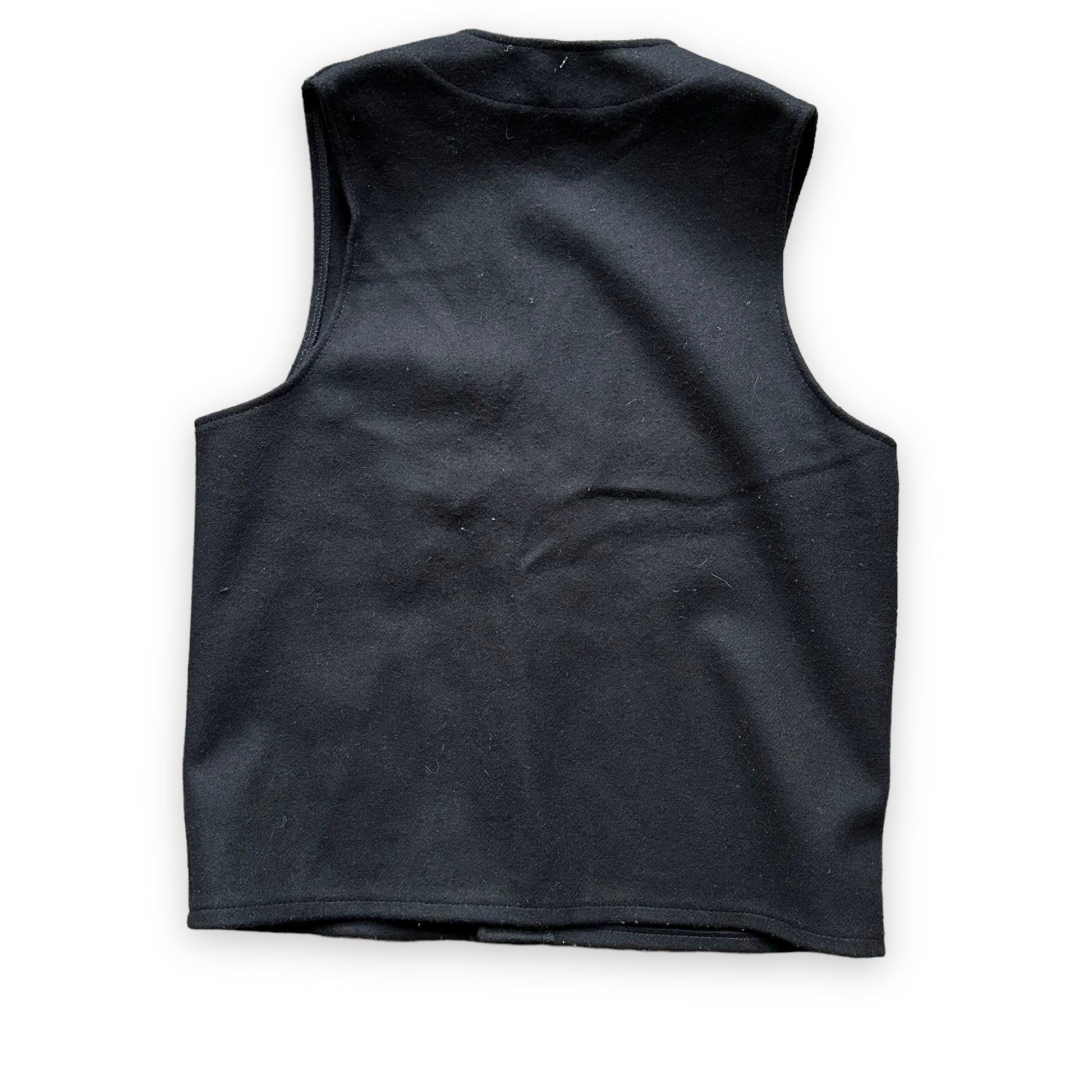 Rear View of Filson Black Mackinaw Wool Vest SZ 40 Extra Long |  Barn Owl Vintage Goods | Vintage Filson Workwear Seattle