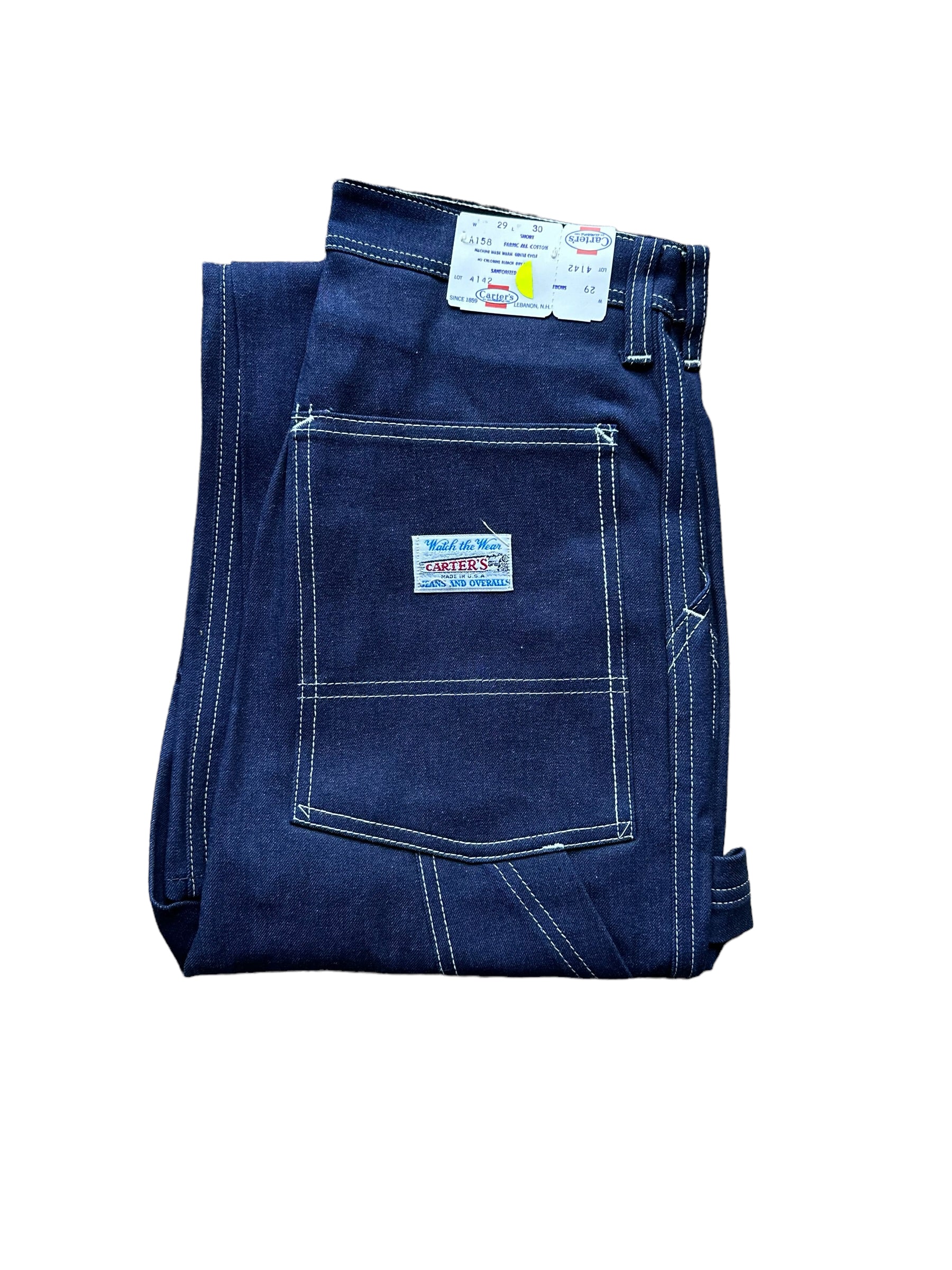 Folded Rear View of New Old Stock Vintage Carter's Carpenter Dungarees W29 L30 | Vintage Workwear Seattle | Barn Owl Vintage Clothing