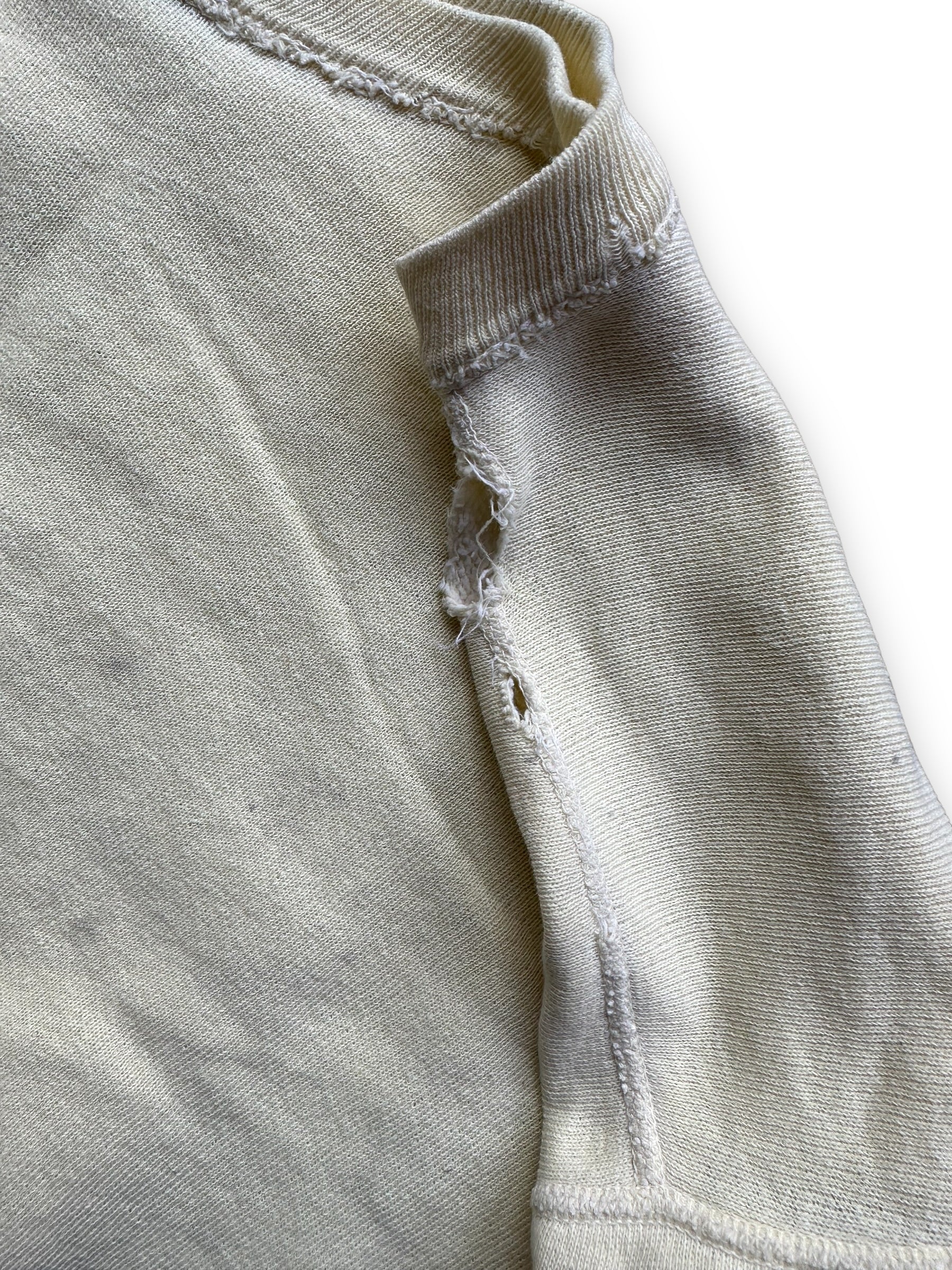 Small Burst Seams on Shoulder of Vintage 1960s Yellow Batman Sweatshirt SZ M | Vintage Crewneck Sweatshirts Seattle | Barn Owl Vintage Seattle