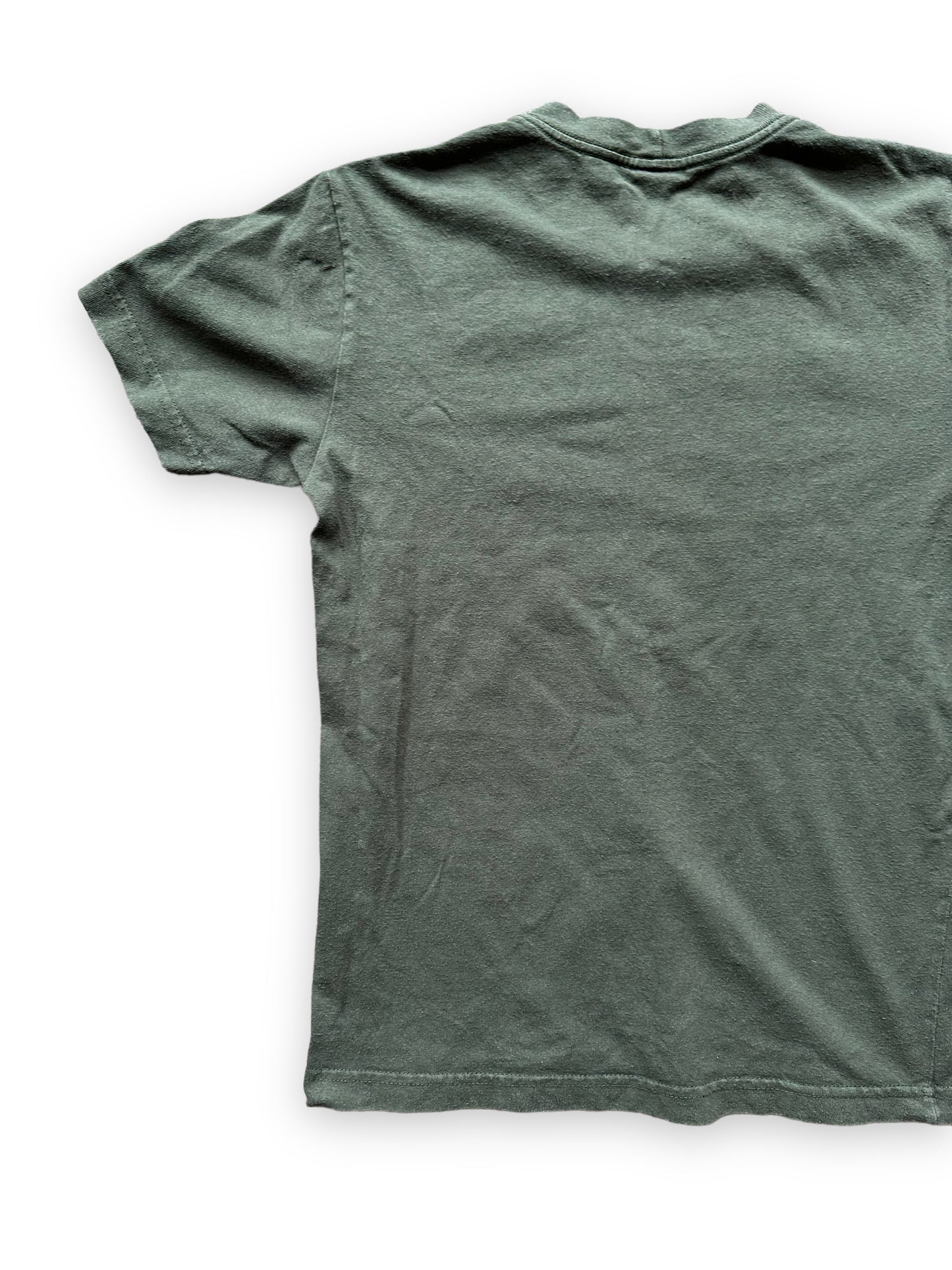 Left Rear View of Olive Green Filson Cotton Tee SZ XS | Barn Owl Vintage Goods | Filson Graphic Tees Seattle