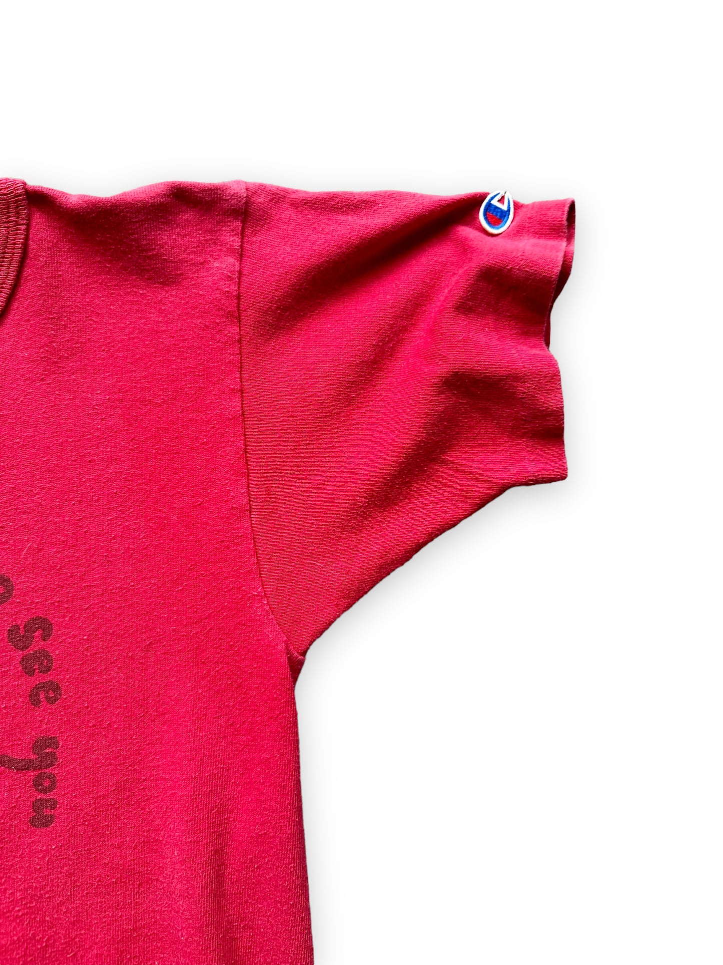Left Single Stitch Sleeve View of Vintage I Can't Bear To See You On Drugs Graphic Tee SZ S | Vintage Champion Tee Seattle | Barn Owl Vintage