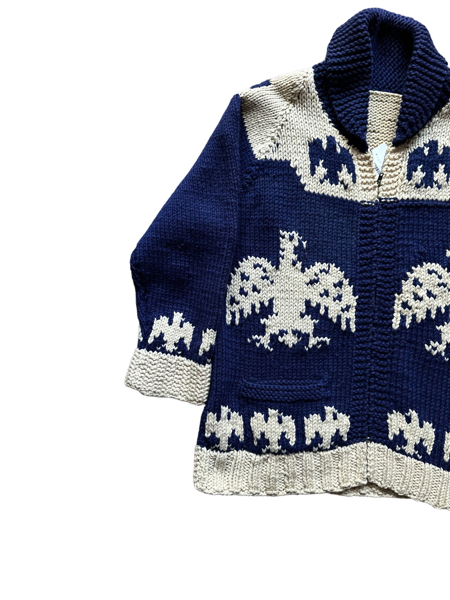 Vintage Thunderbird Cowichan Style Cardigan Sweater SZ L | Seattle Vintage Clothing | Barn Owl Vintage