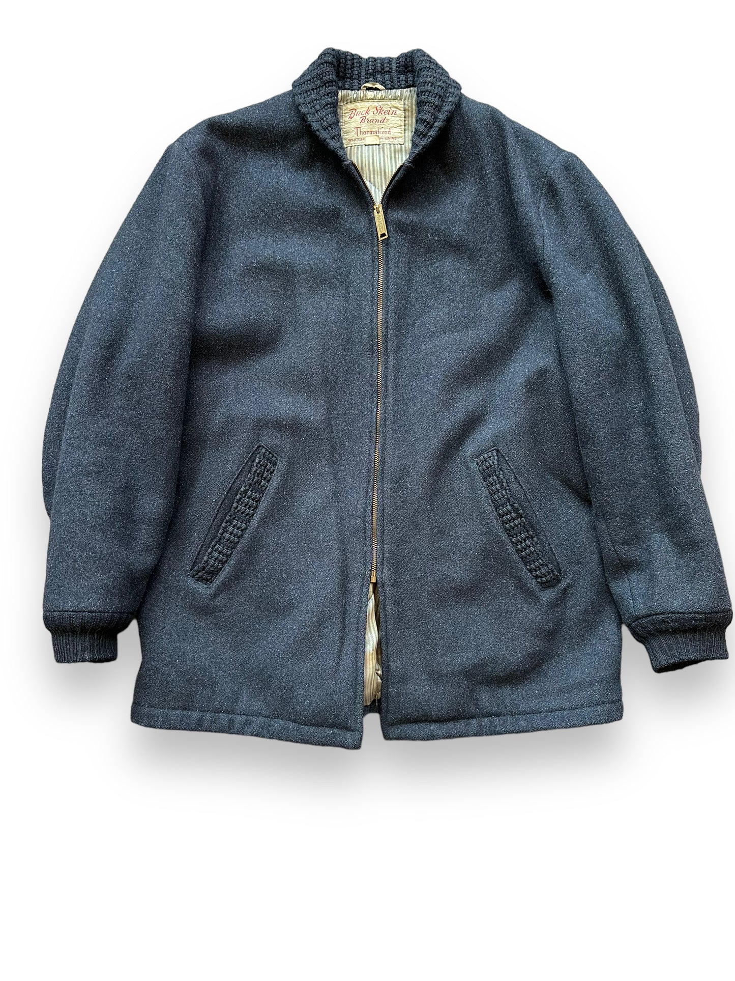 Front View of Vintage Buck Skein Clicker Jacket SZ 42 | Barn Owl Vintage Goods | Vintage Clicker Coat Seattle