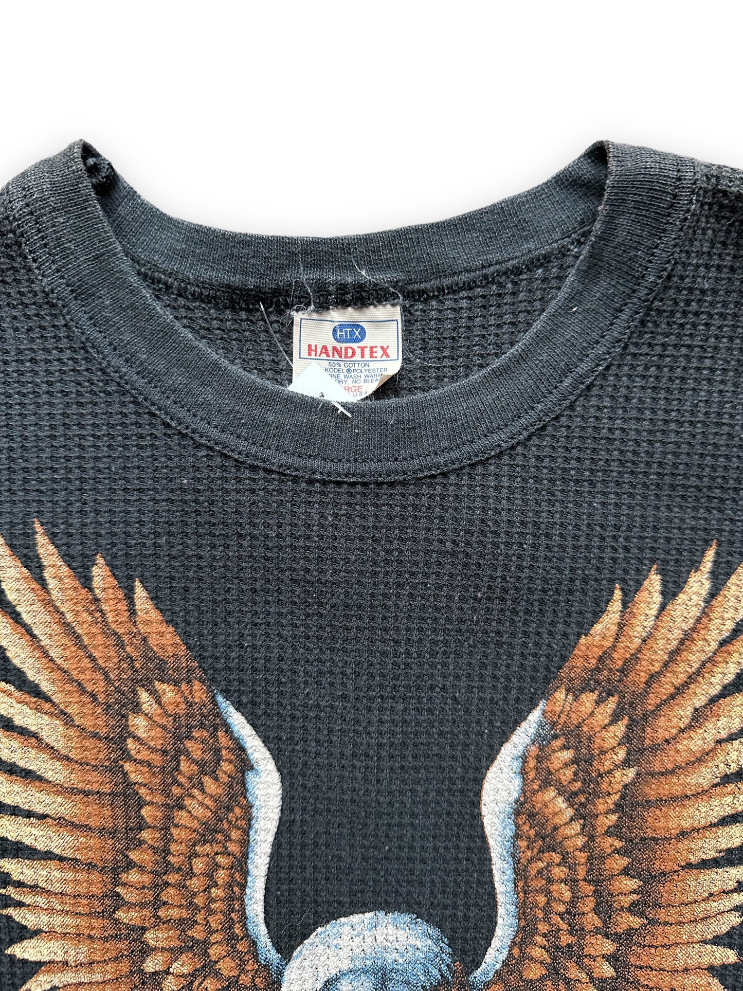 Tag View on Vintage Harley Davidson 3D Emblem Thermal Long Sleeve SZ L | Vintage Harley Tee | Barn Owl Vintage Seattle
