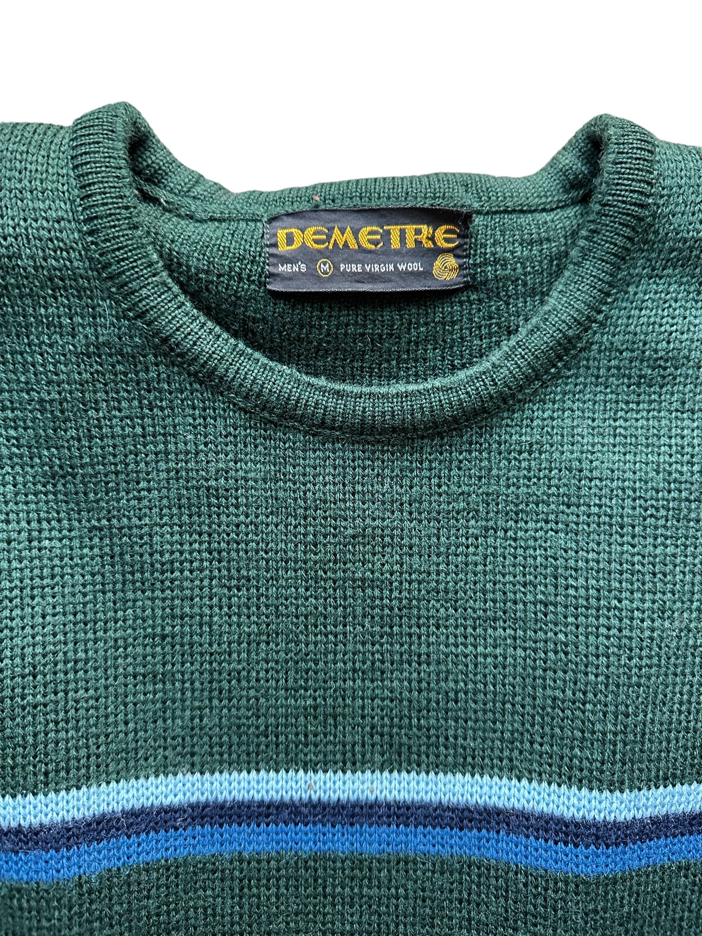 Tag View of Vintage Demetre Wool Ski Sweater SZ M | Vintage Sweaters Seattle | Barn Owl Vintage Seattle