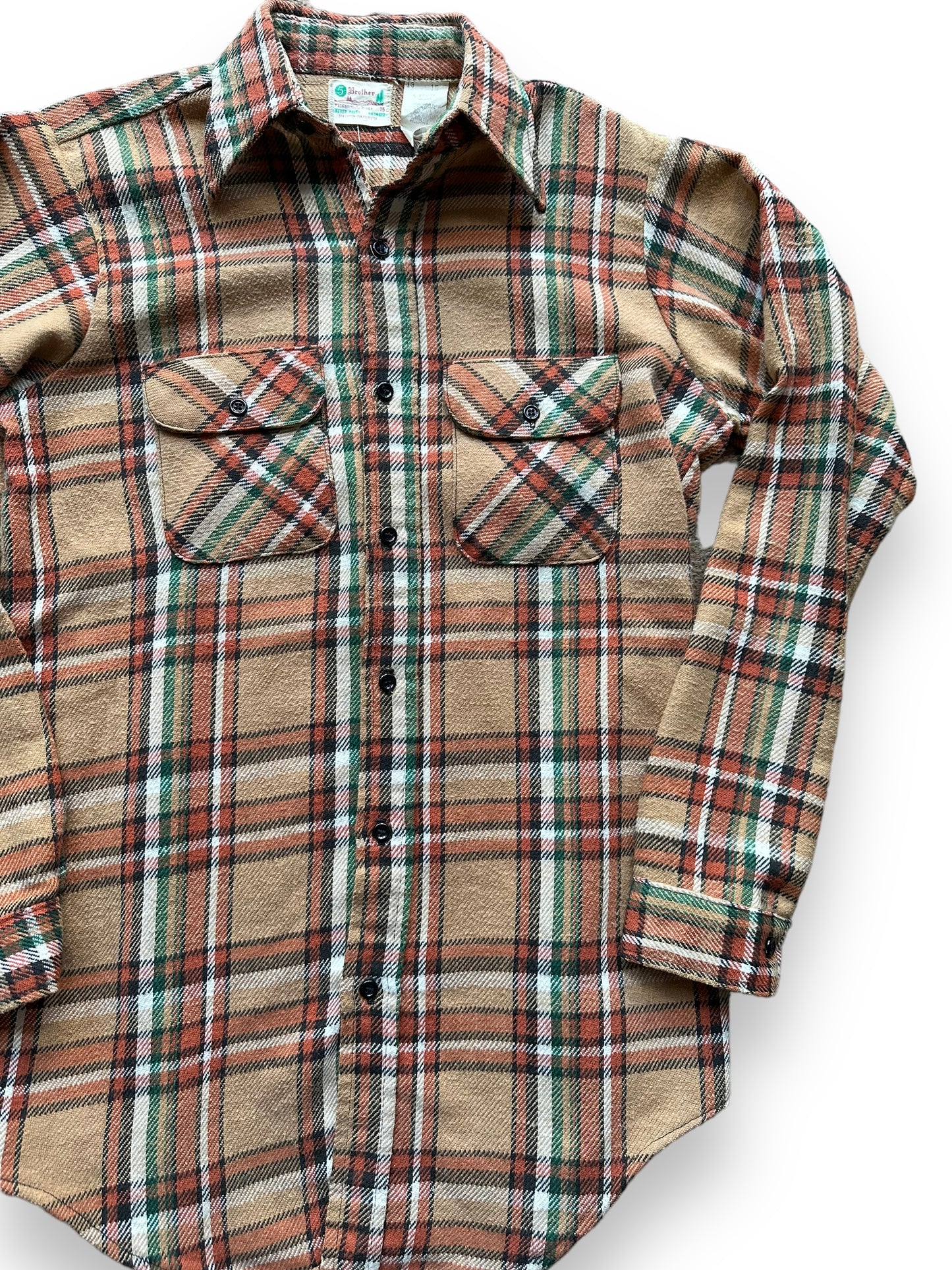 Front Left View of Vintage 5 Brothers Cotton Blend Flannel SZ M | Vintage Cotton Flannel Seattle | Barn Owl Vintage Seattle