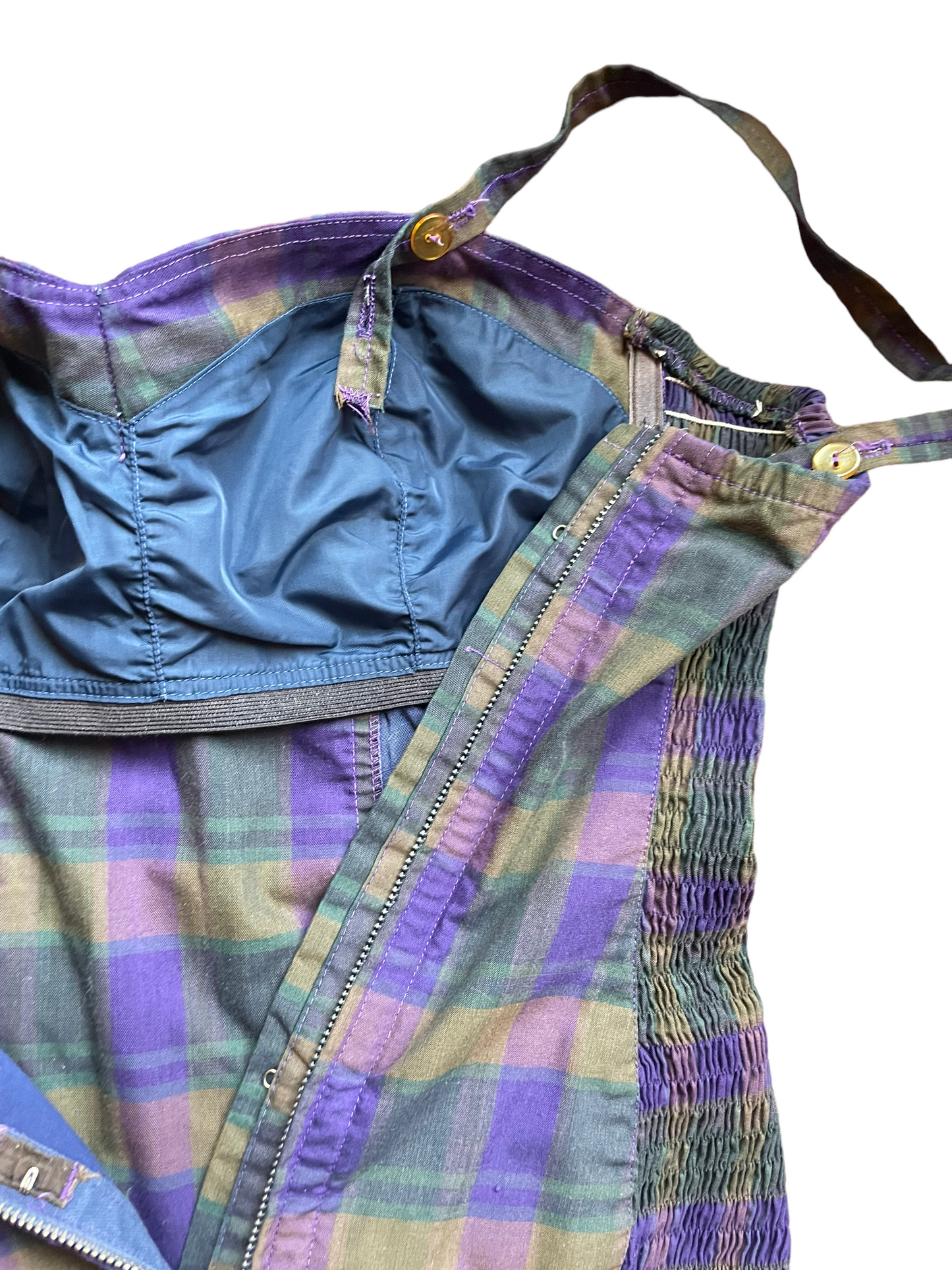 Inside view Vintage 1950s Plaid cotton Swimsuit SZ L | Barn Owl Vintage | Seattle Vintage Swimwear