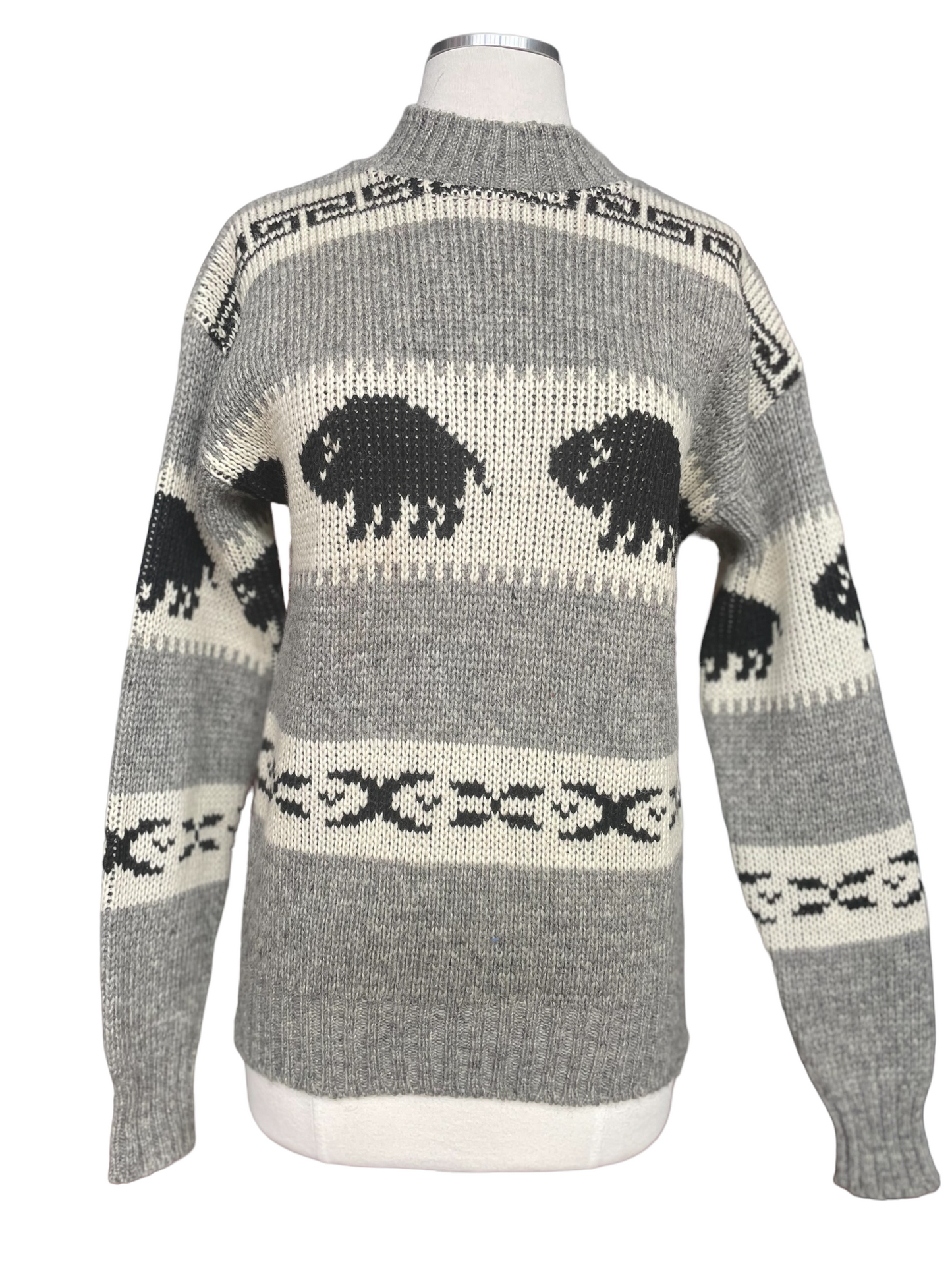 Vintage Brown Bison Wool Sweater Full front vierw