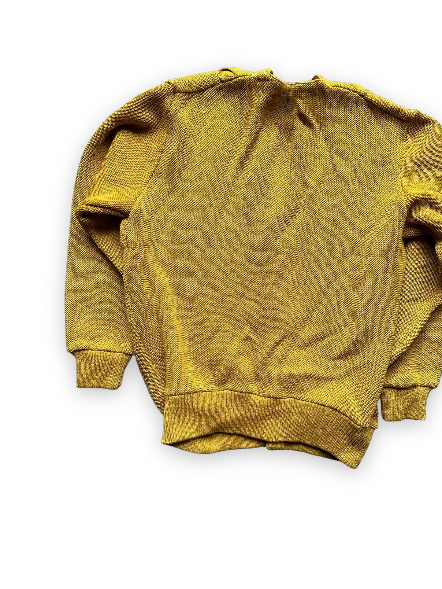 Left Rear Flat View of Vintage Seattle Knitting Mills Golden Double Helix Wool Sweater SZ M | Vintage Cardigan Sweaters Seattle | Barn Owl Vintage Seattle