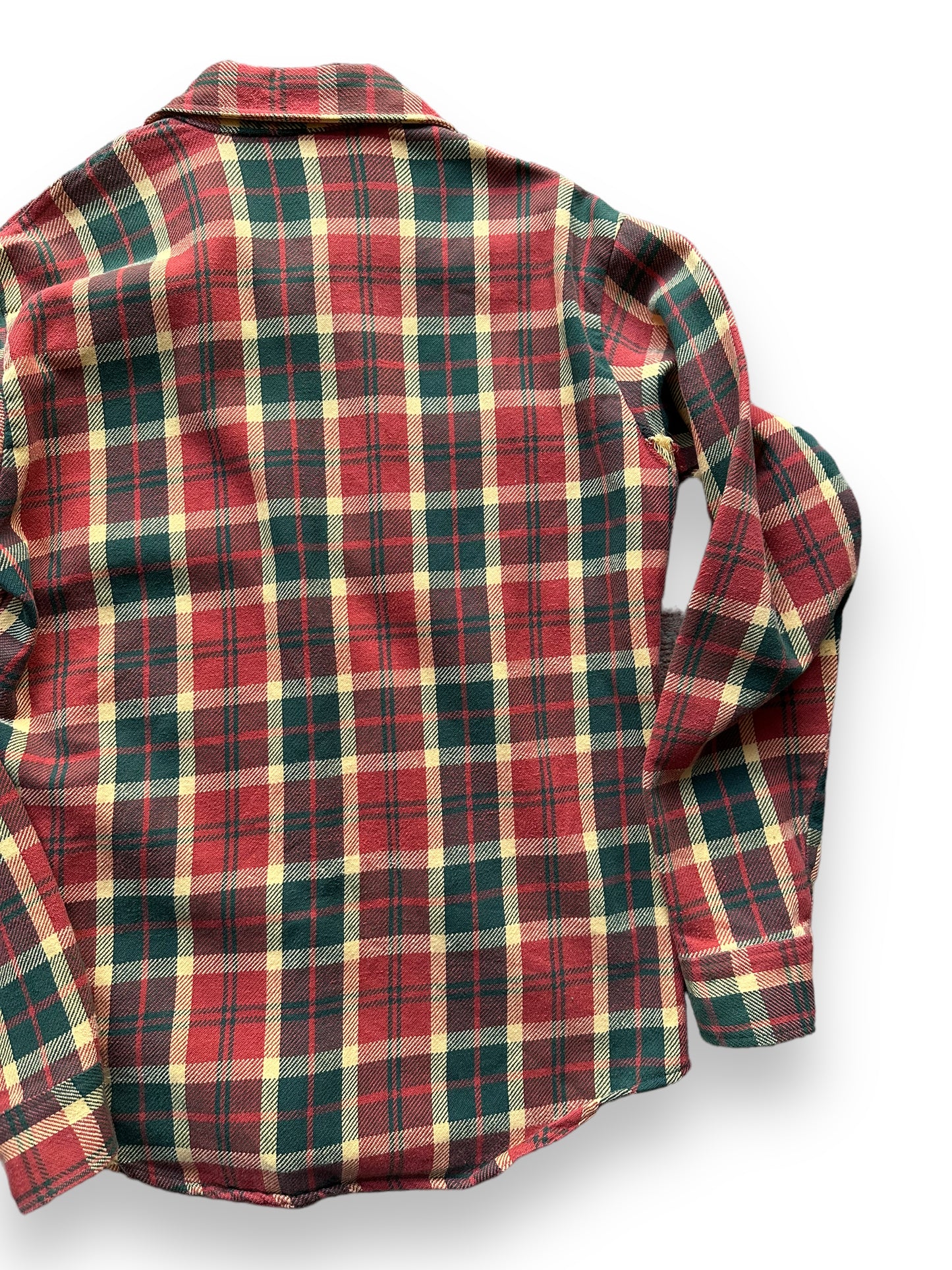 Right Rear View on Vintage Red & Green Big Mac Cotton Flannel SZ M Tall | Vintage Cotton Flannel Seattle | Barn Owl Vintage Seattle