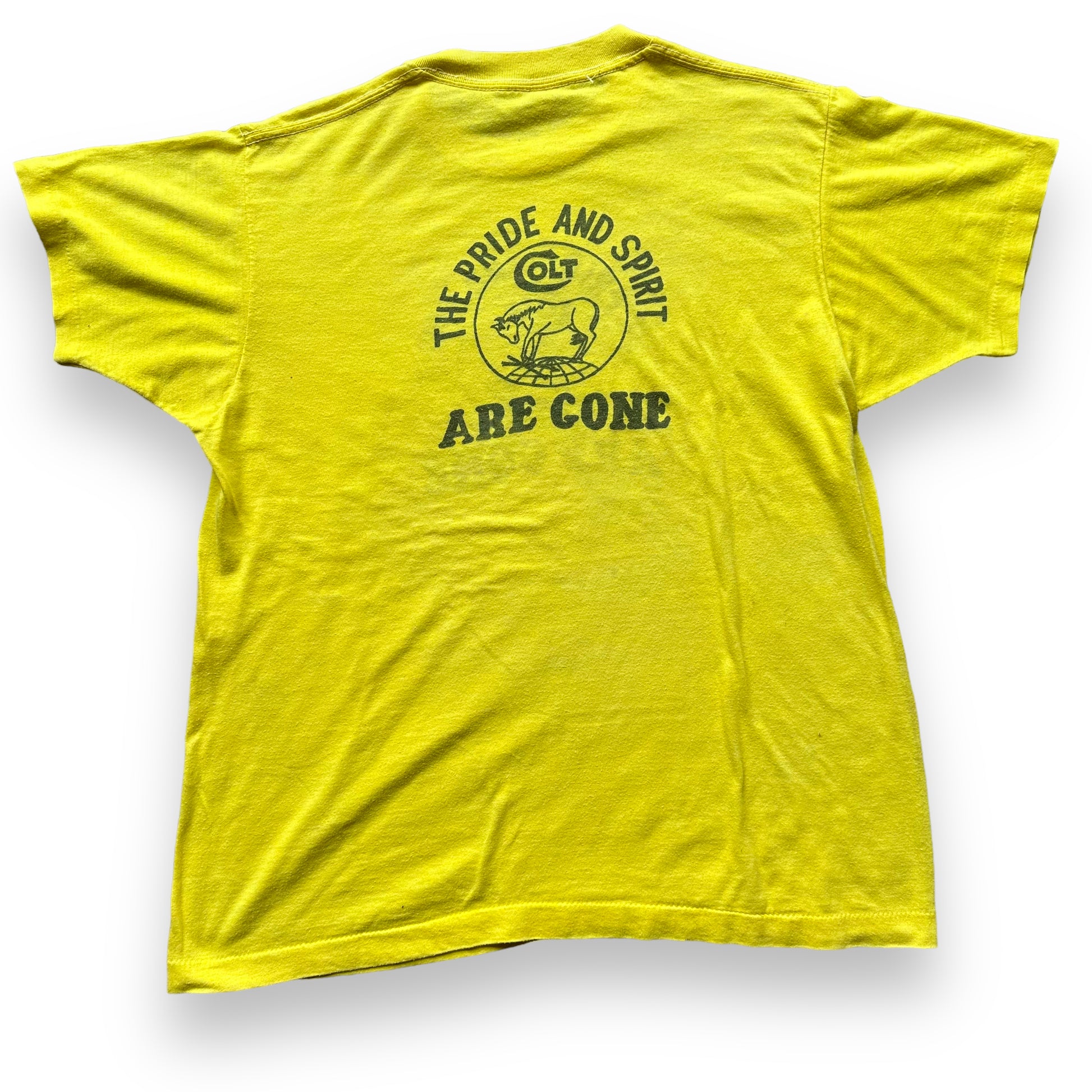 Rear View of Vintage Colt "The Pride and Spirit Are Gone" Tee SZ L | Vintage T-Shirts Seattle | Barn Owl Vintage Tees Seattle