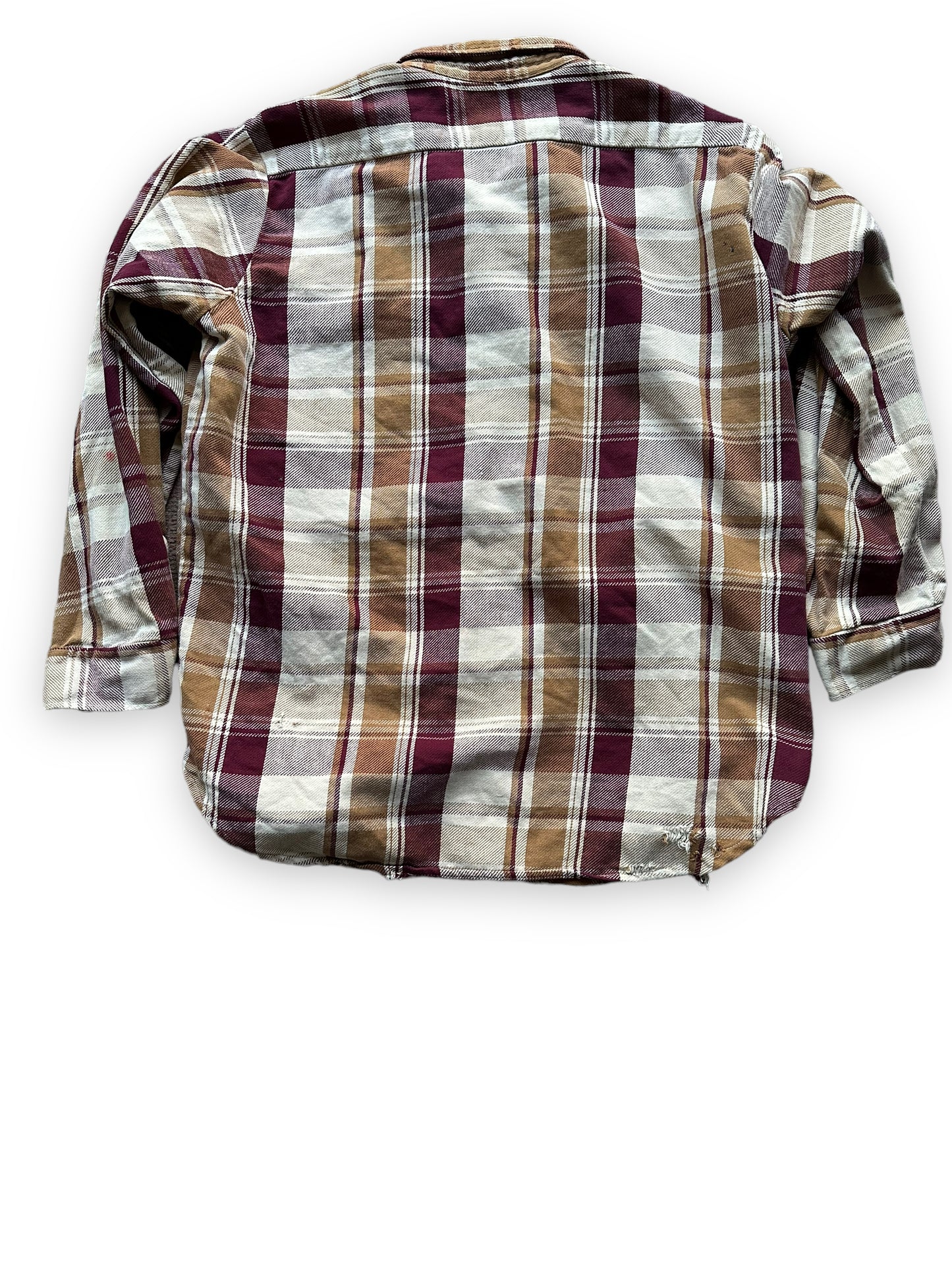 Rear View of Vintage Maroon & Brown Alaskan Cotton Flannel SZ XXL Tall | Vintage Cotton Flannel Seattle | Barn Owl Vintage Seattle