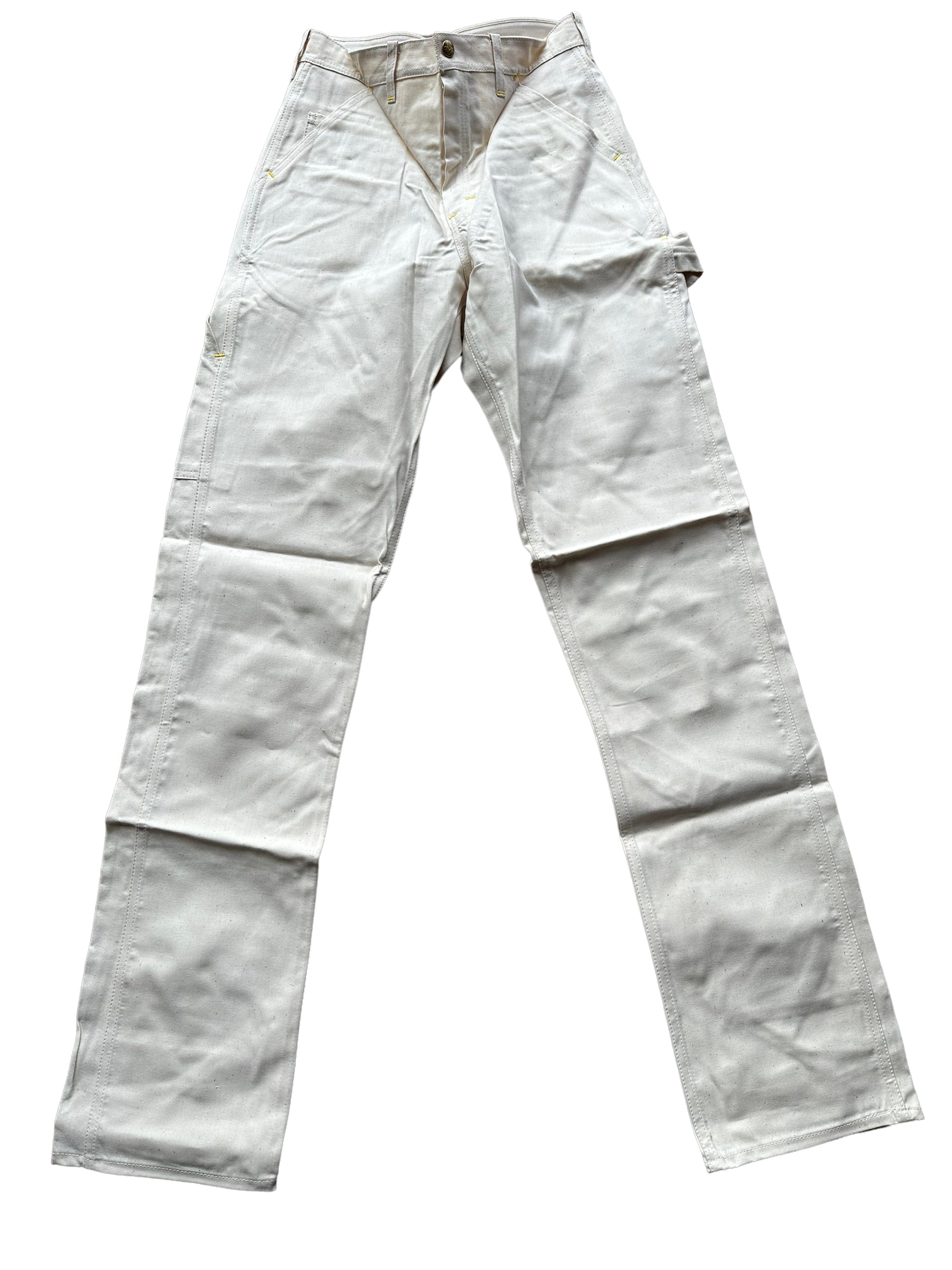 Front View of NOS Vintage Carter's Ecru Painters Pants W29 L36