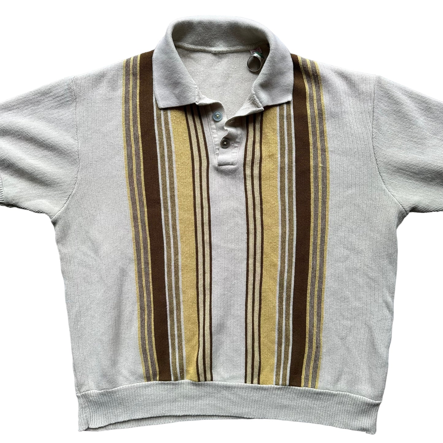 Front Detail on Vintage 100% Orlon Acrylic 60s Sweater Shirt SZ M | Vintage Sweater Shirt Seattle | Barn Owl Vintage Seattle