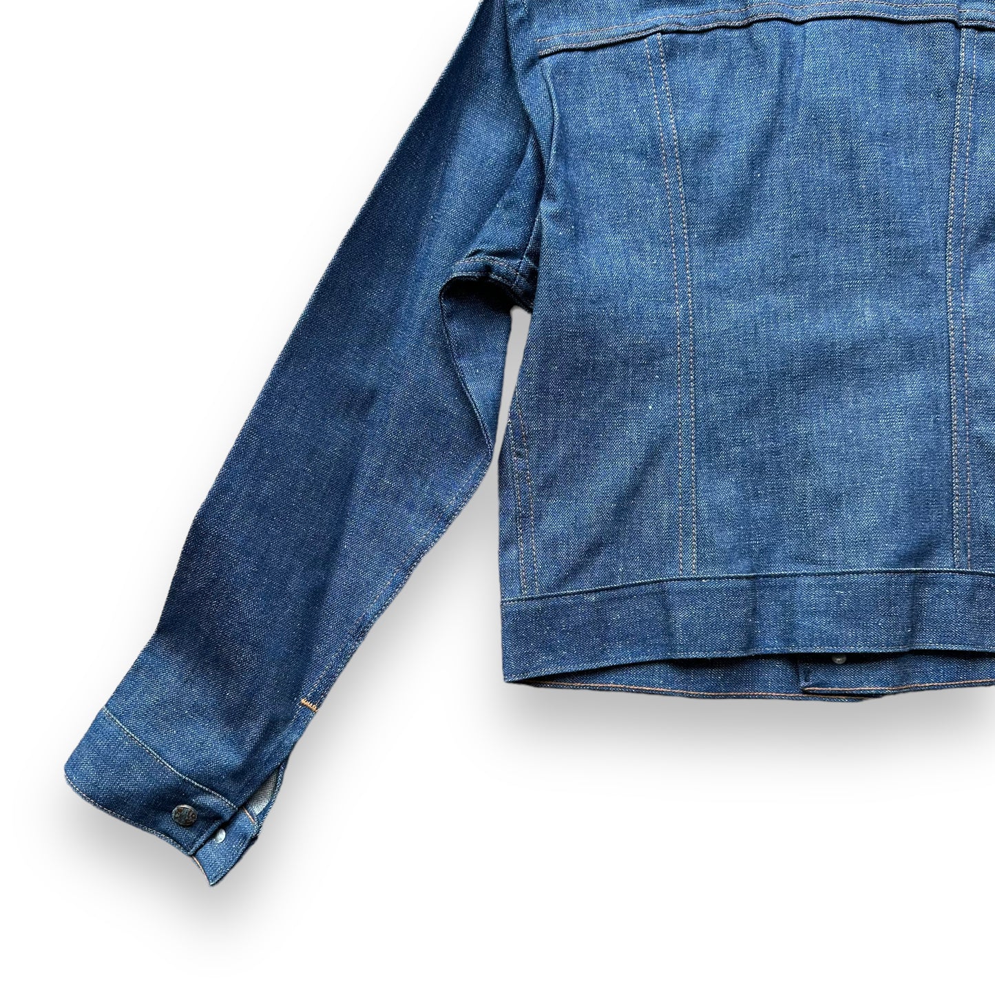 Left Rear View of Vintage Deadstock Maverick Denim Jacket SZ 16 | Vintage Denim Workwear Seattle | Seattle Vintage Denim Jackets