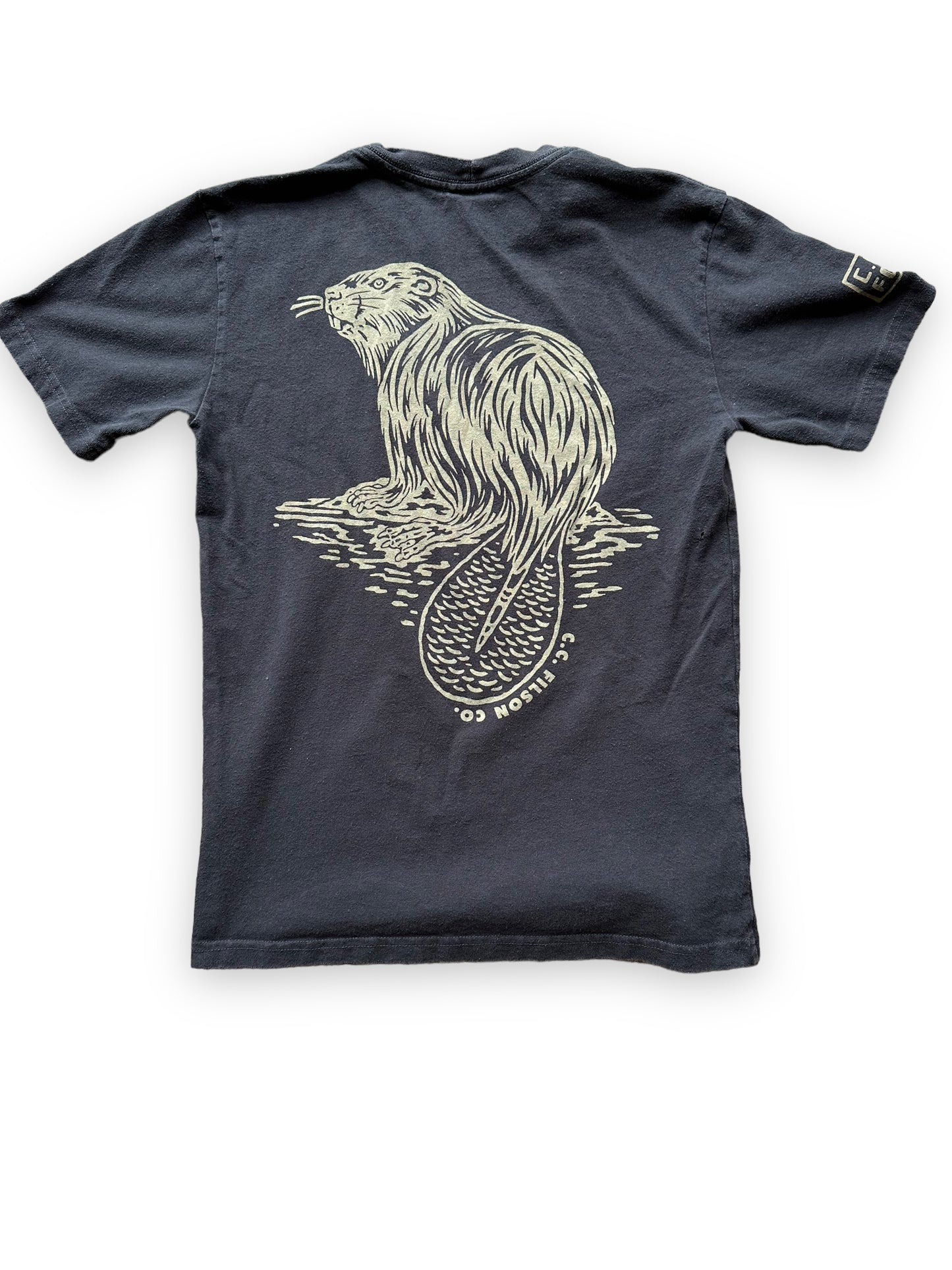 Rear View of Filson Black Beaver Tee SZ XS | Barn Owl Vintage Goods | Filson Graphic Tees Seattle