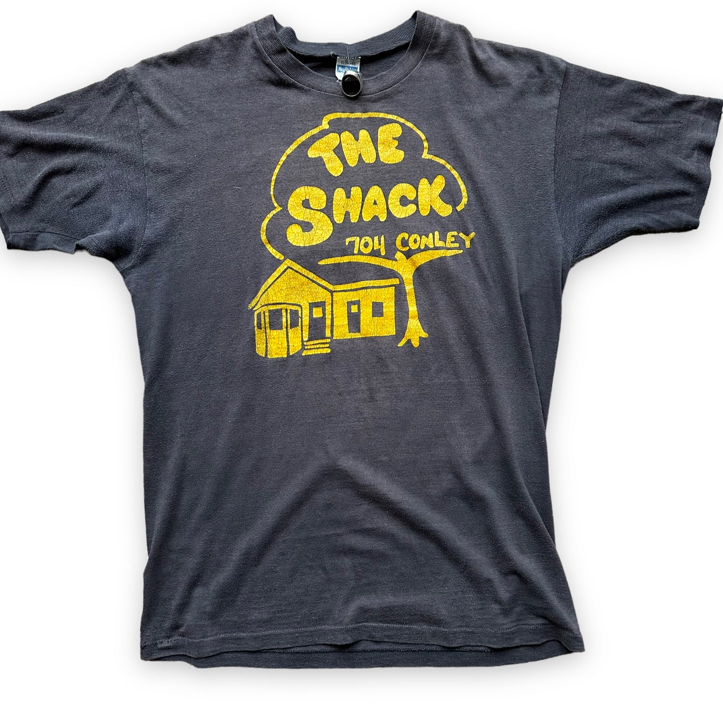 Front Detail on Vintage Columbia Missouri Institution The Shack Tee SZ XL | Vintage MU Single Stitch Tee | Barn Owl Vintage
