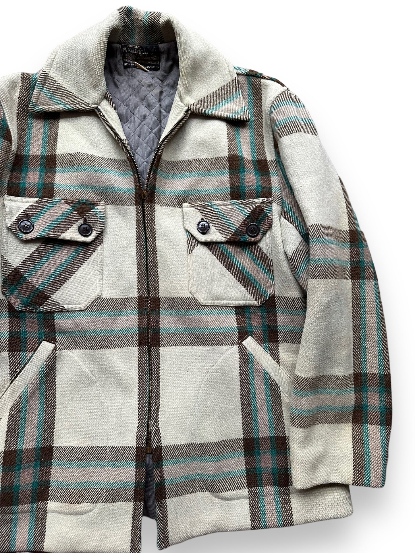 Front Left View of Vintage Merrill Woolen Mills Jacket SZ L | Barn Owl Vintage Goods | Vintage Wool Coat Seattle