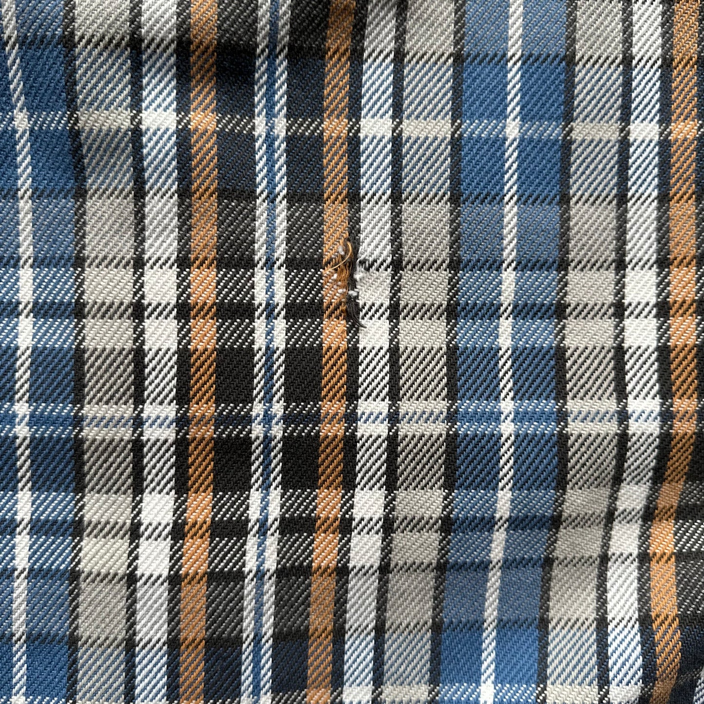 Small Snags on Back of Vintage Blue Grey & Brown Big Mac Cotton Flannel SZ L | Vintage Cotton Flannel Seattle | Barn Owl Vintage Seattle