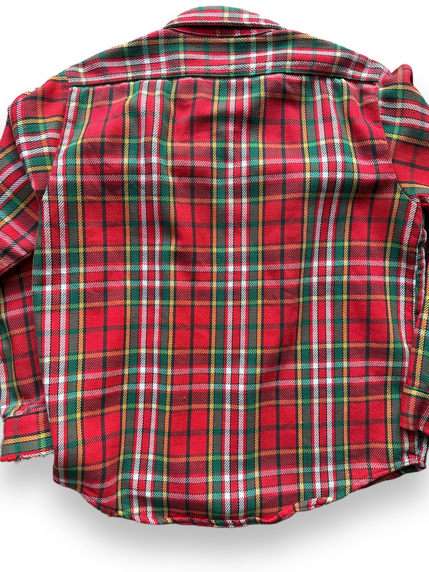 Rear Detail of Vintage 5 Brothers Red and Green Cotton Flannel SZ M | Vintage Cotton Flannel Seattle | Barn Owl Vintage Seattle