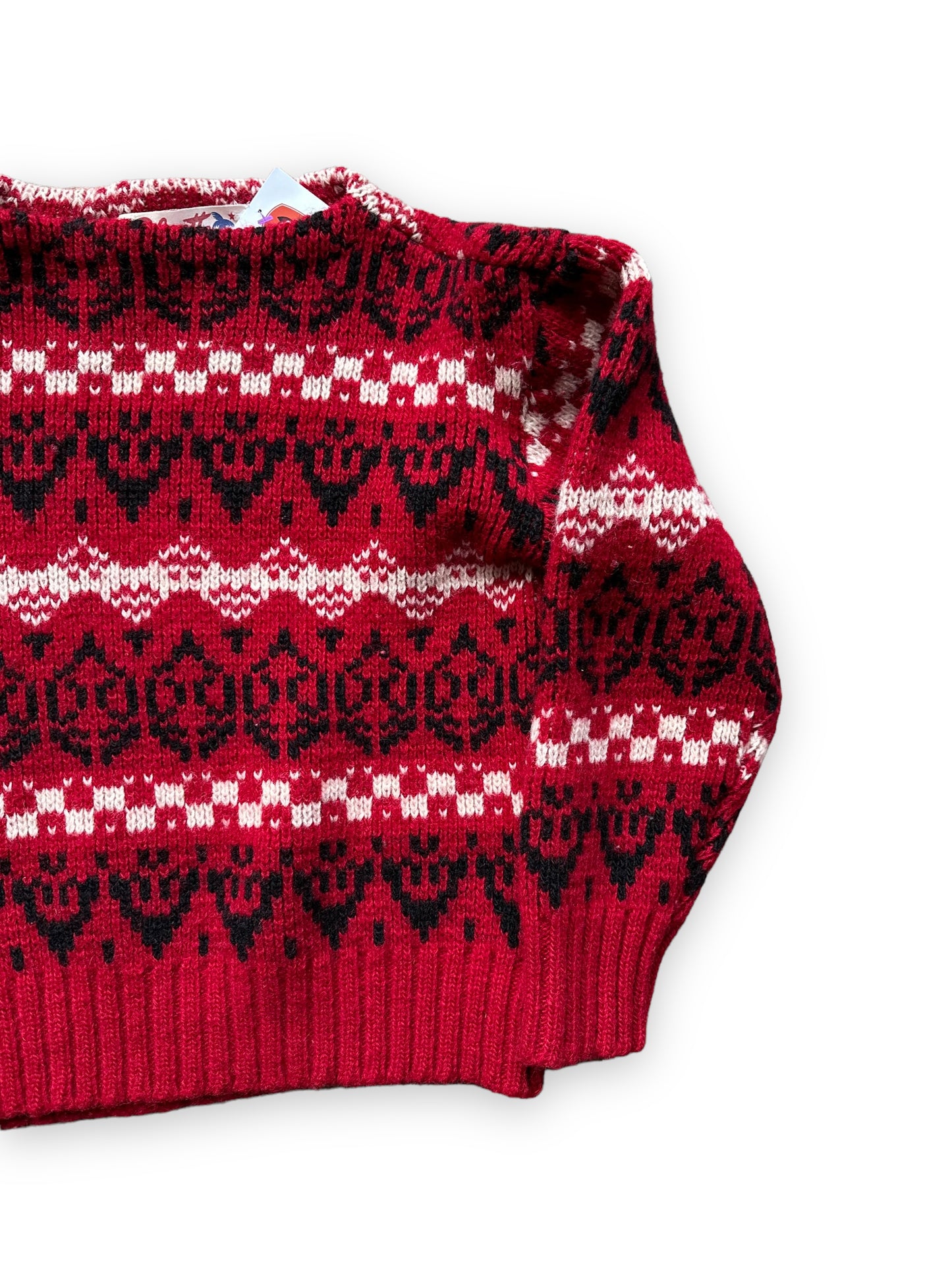 Front Left View on Vintage Palmett Norwegian Wool Sweater SZ L | Barn Owl Vintage Seattle | Seattle Vintage Clothing