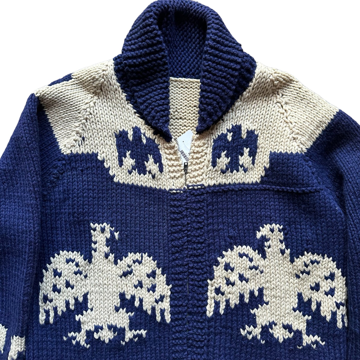 Vintage Thunderbird Cowichan Style Cardigan Sweater SZ L | Seattle Vintage Clothing | Barn Owl Vintage