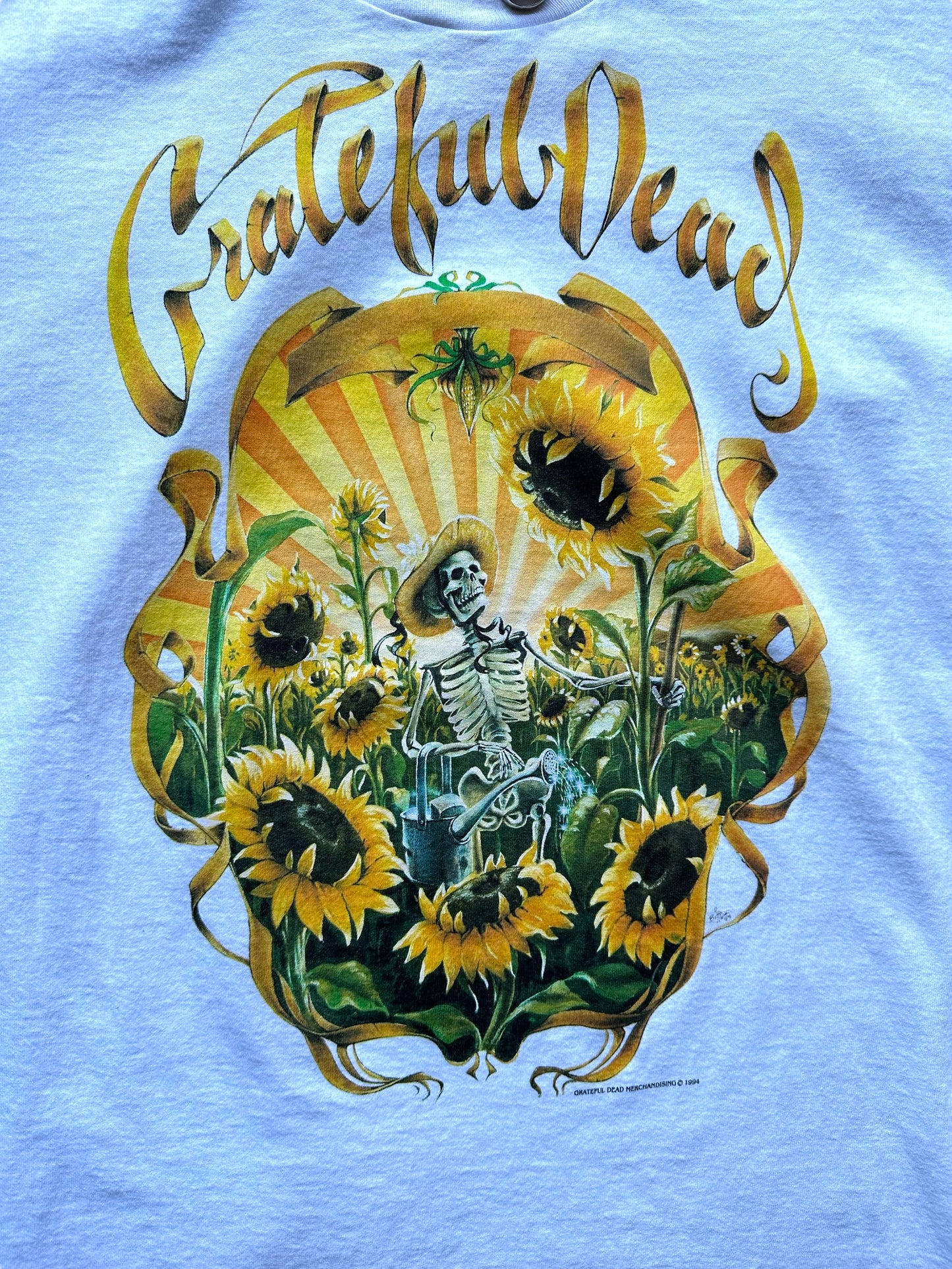 Front Graphic Detail on Vintage Single Stitch Grateful Dead 1994 Summer Tour Tee Sz L | Vintage Grateful Dead Tee Seattle | Barn Owl Vintage