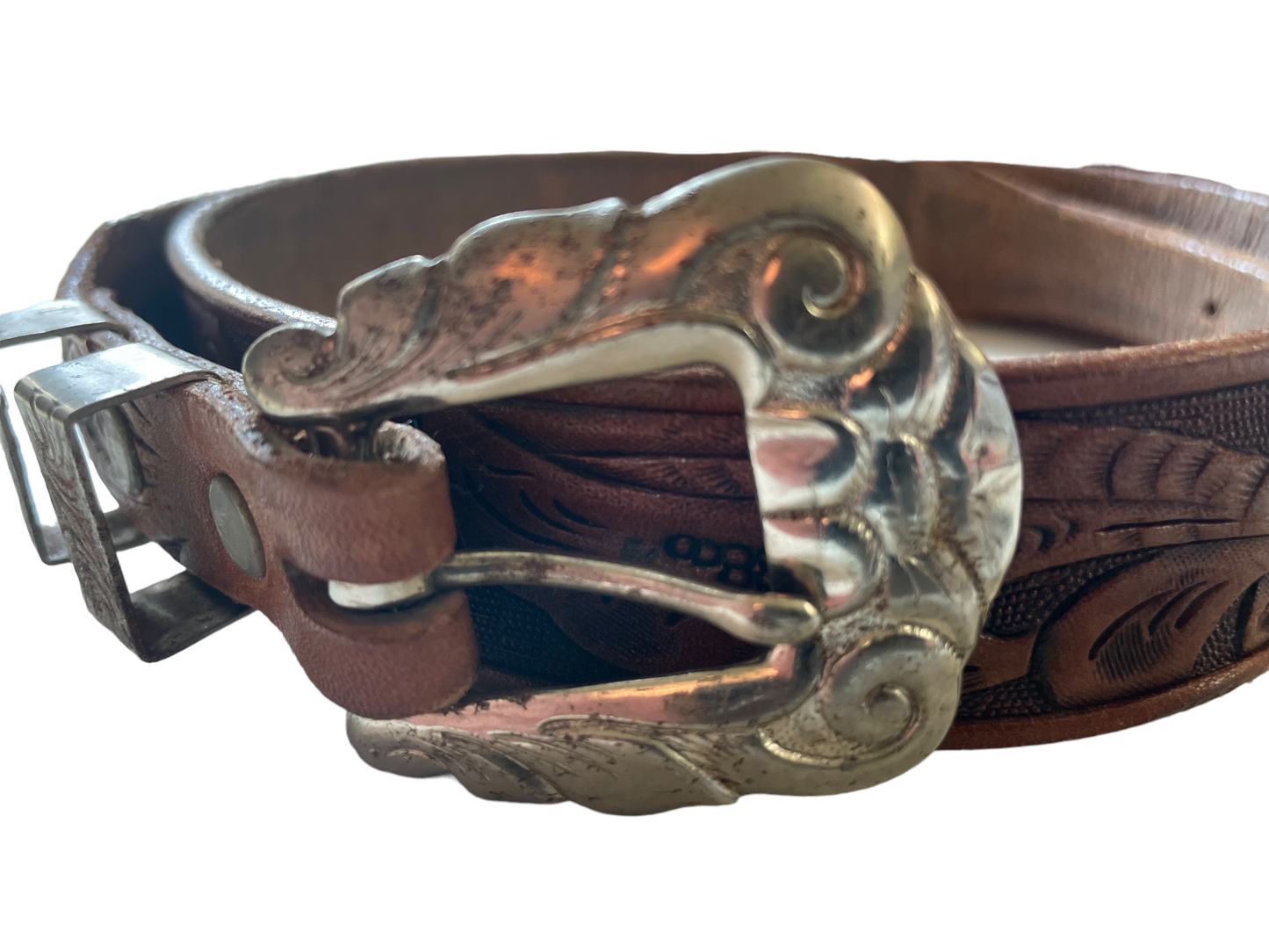 Vintage Westernaire Tooled Leather Belt with Buckle | Barn Owl Vintage | Seattle True Vintage