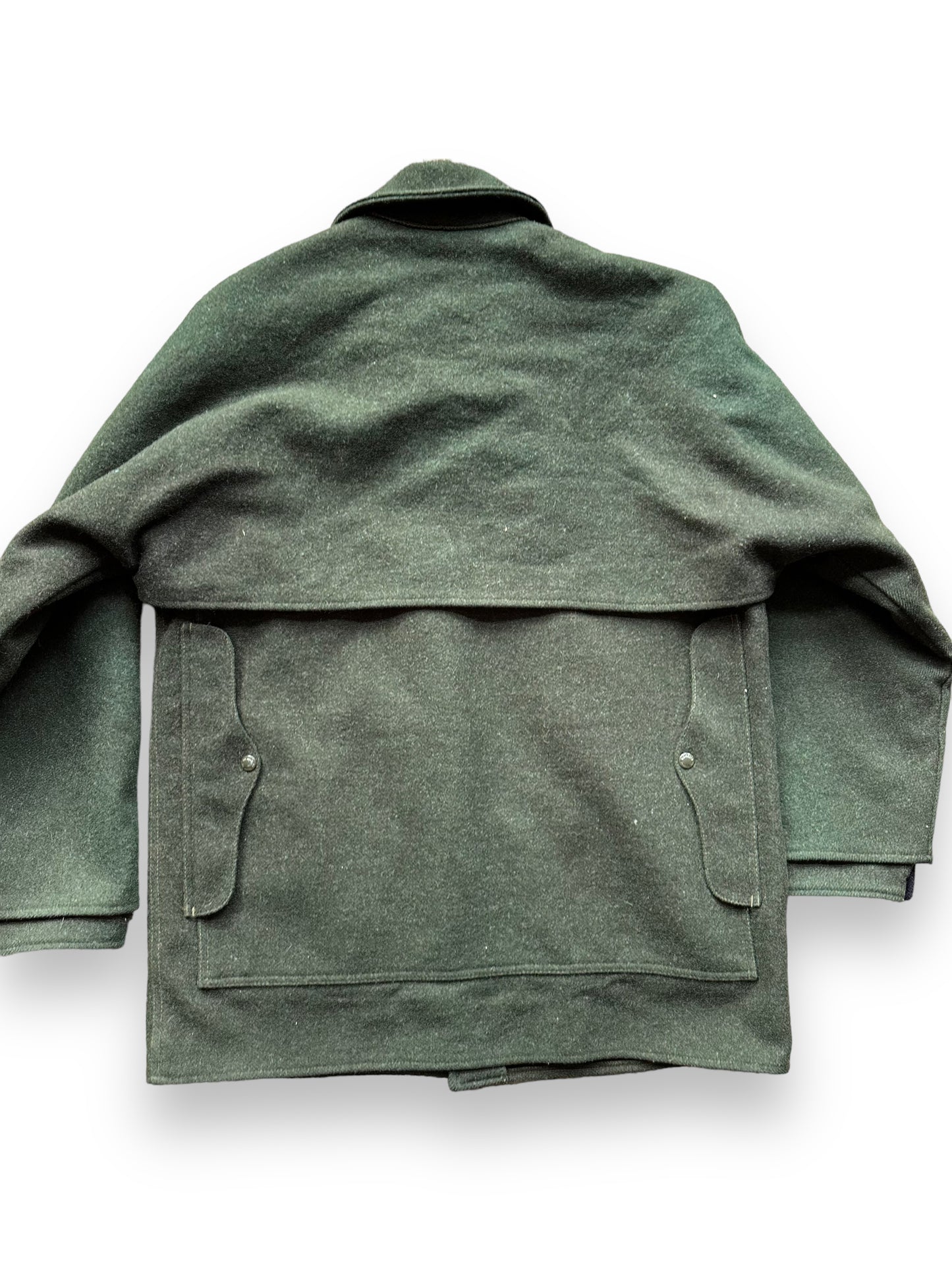 Rear View Detail of Vintage Filson Forest Green Double Mackinaw Cruiser SZ 46 XL | Barn Owl Vintage Goods | Vintage Workwear Seattle