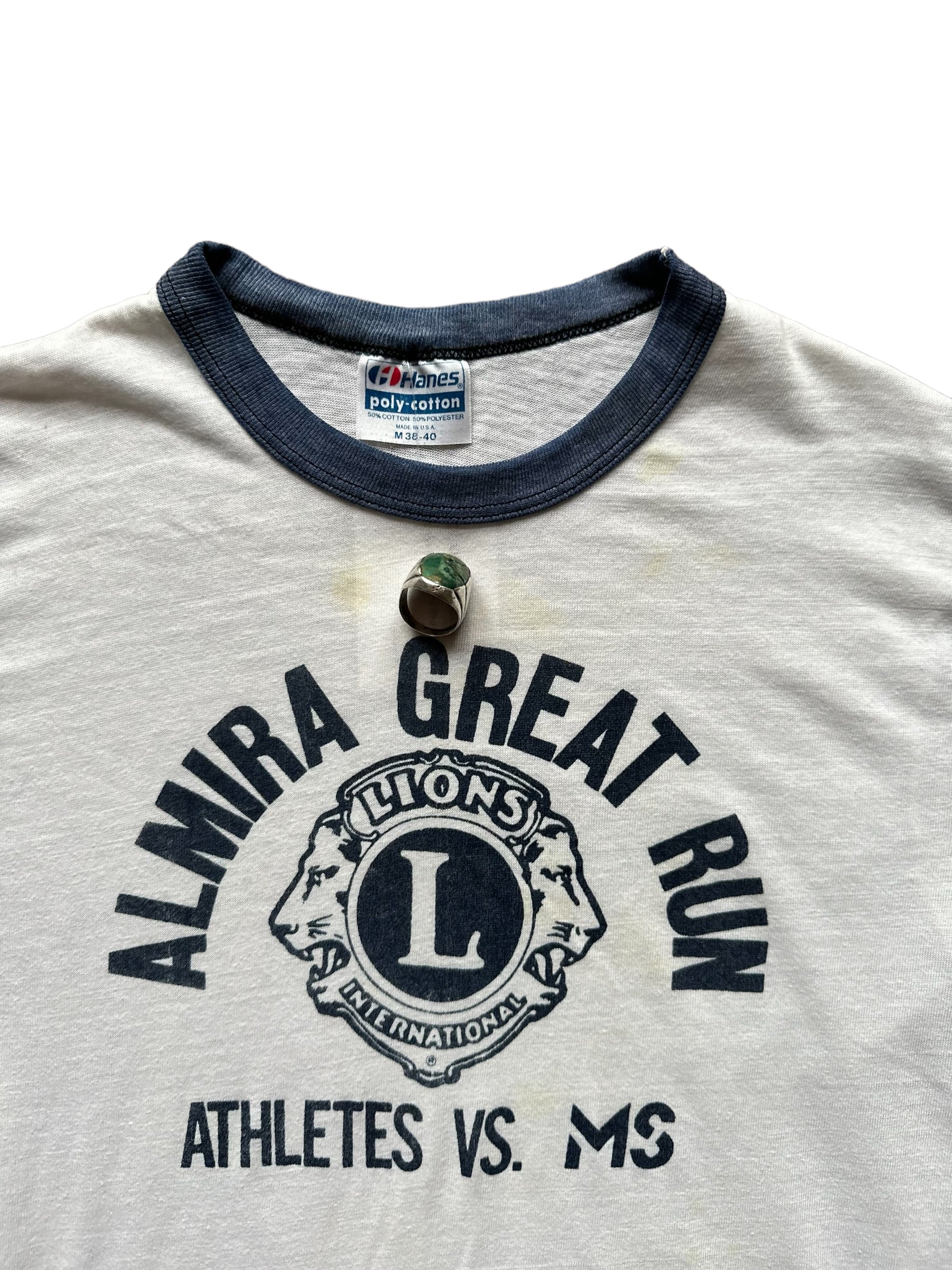 More Slight Blemishes on Vintage Almira Great Run Ringer Tee |  Vintage Ringer Tee Seattle | Barn Owl Vintage Seattle