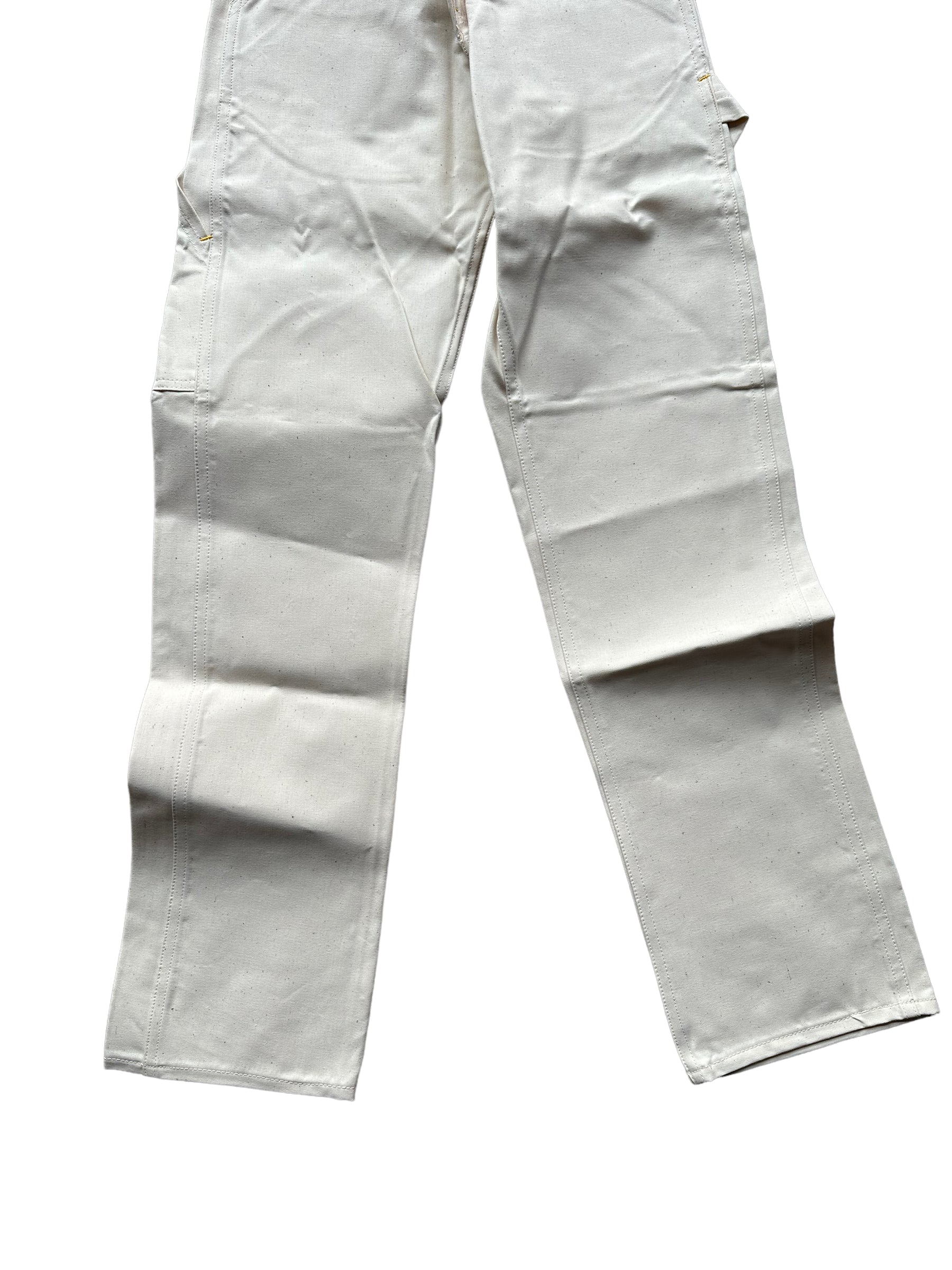 Lower Front View of NOS Vintage Carter's Ecru Painters Pants W26 L32 | Vintage Workwear Seattle | Barn Owl Vintage Clothing