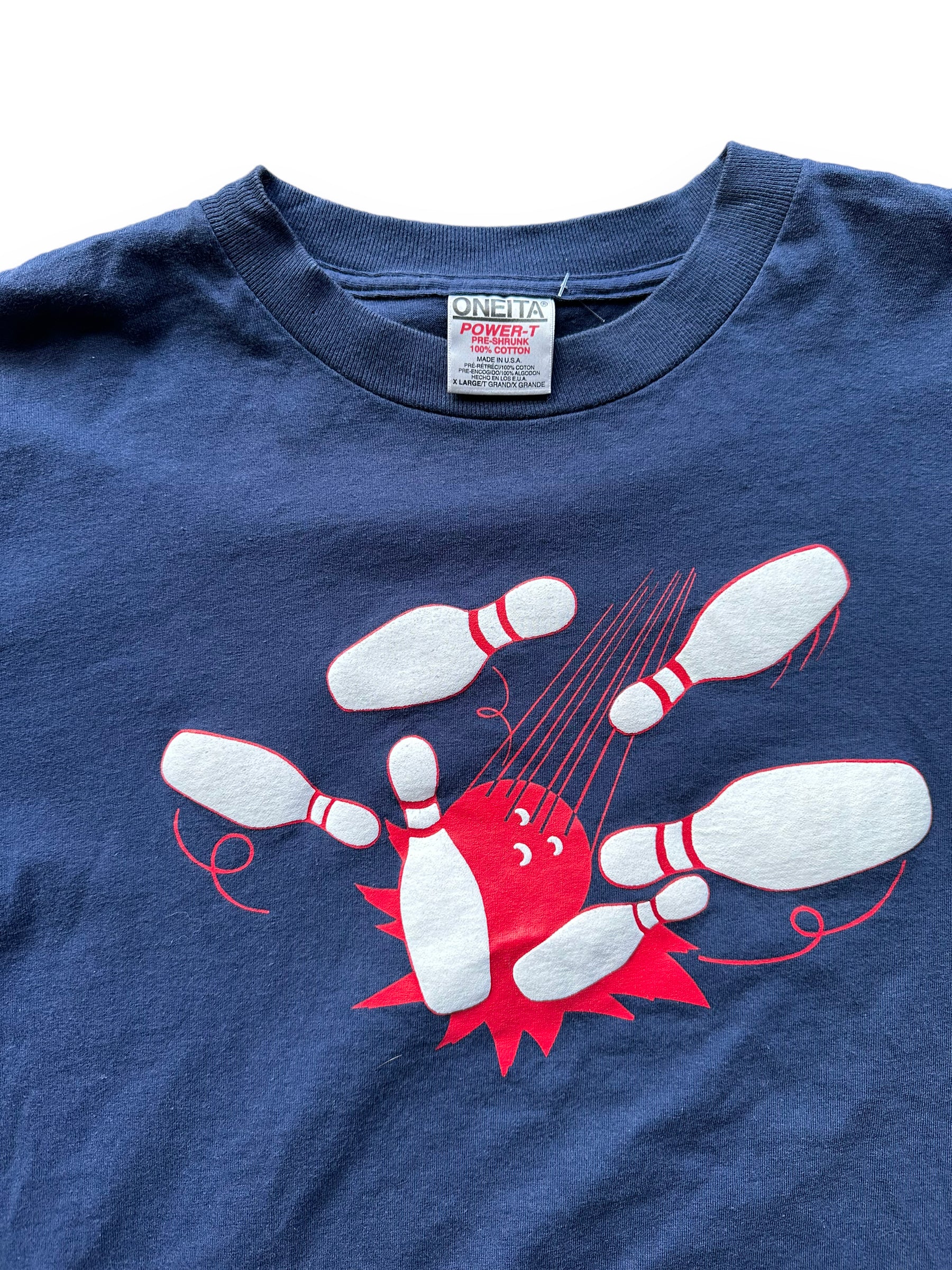 Tag View on Vintage Bowling Tee SZ XL | Vintage Single Stitch T-Shirts Seattle | Barn Owl Vintage Tees Seattle