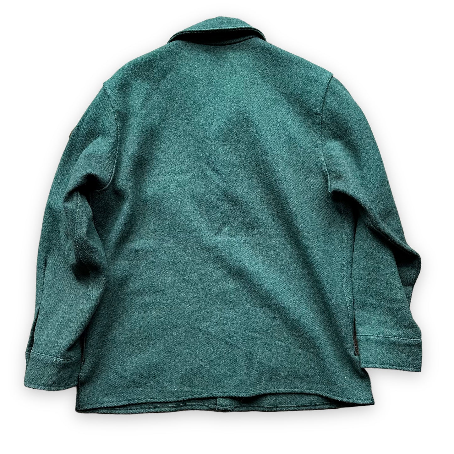 Rear View of Vintage Filson USFS Green Cape Coat SZ M XLong | Vintage Filson Forestry Cape Coat | Vintage Workwear Seattle