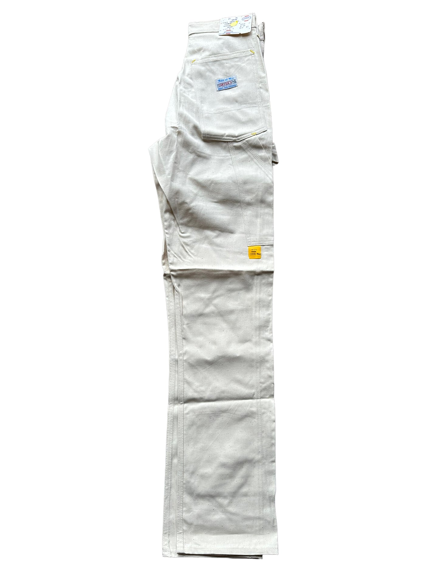 Rear Folded View of NOS Vintage Carter's Ecru Painters Pants W29 L36